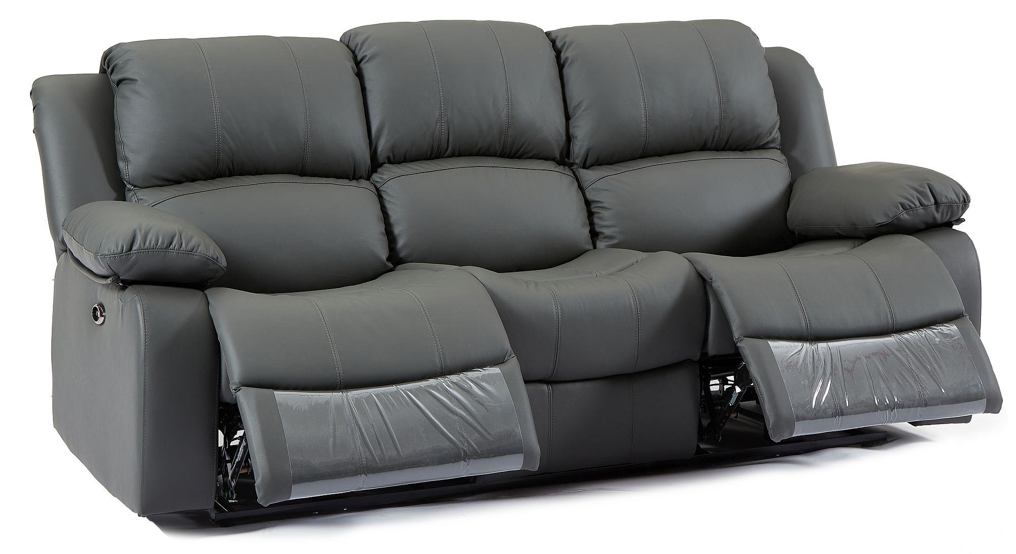 Product photograph of London Grey Leather 3 2 Seater Recliner Sofa Suite from Choice Furniture Superstore.