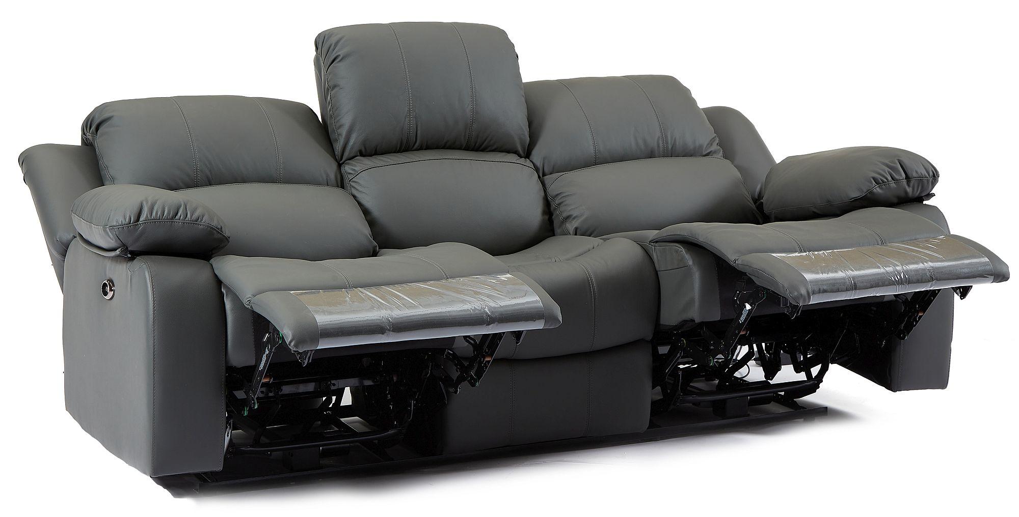 Product photograph of London Grey Leather 3 2 Seater Recliner Sofa Suite from Choice Furniture Superstore.