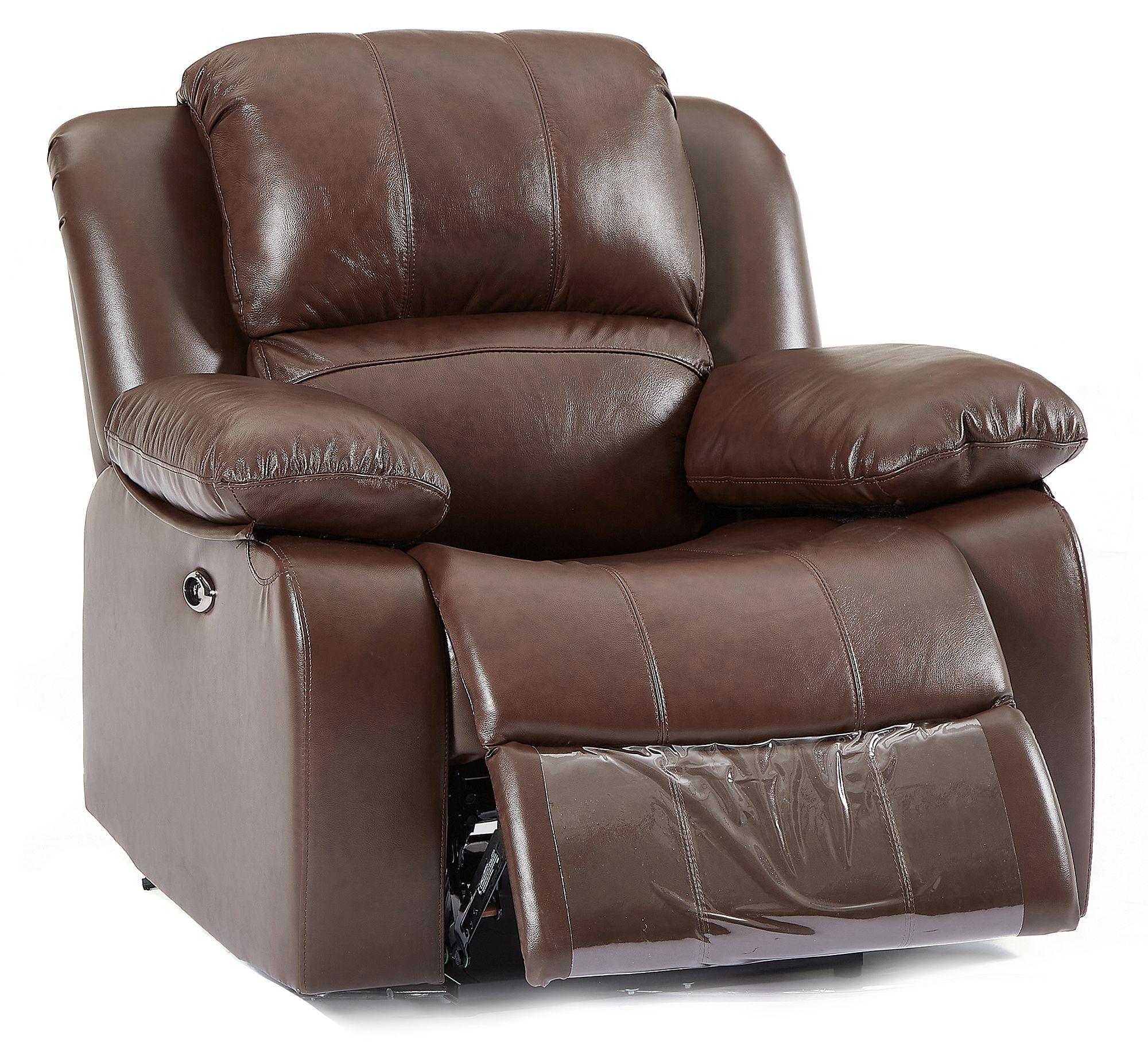 Product photograph of London Brown Leather Recliner Armchair from Choice Furniture Superstore.