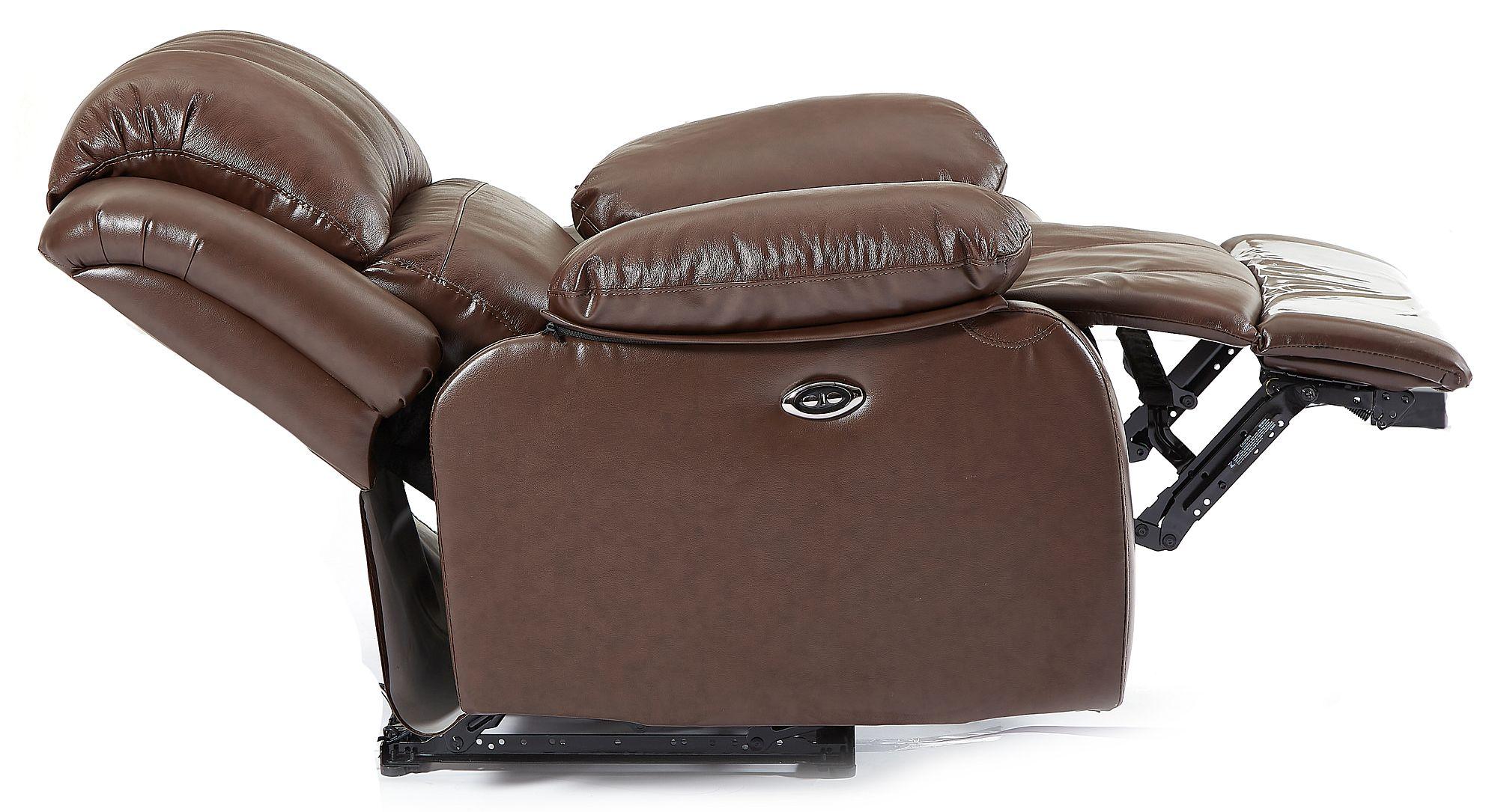 Product photograph of London Brown Leather Recliner Armchair from Choice Furniture Superstore.