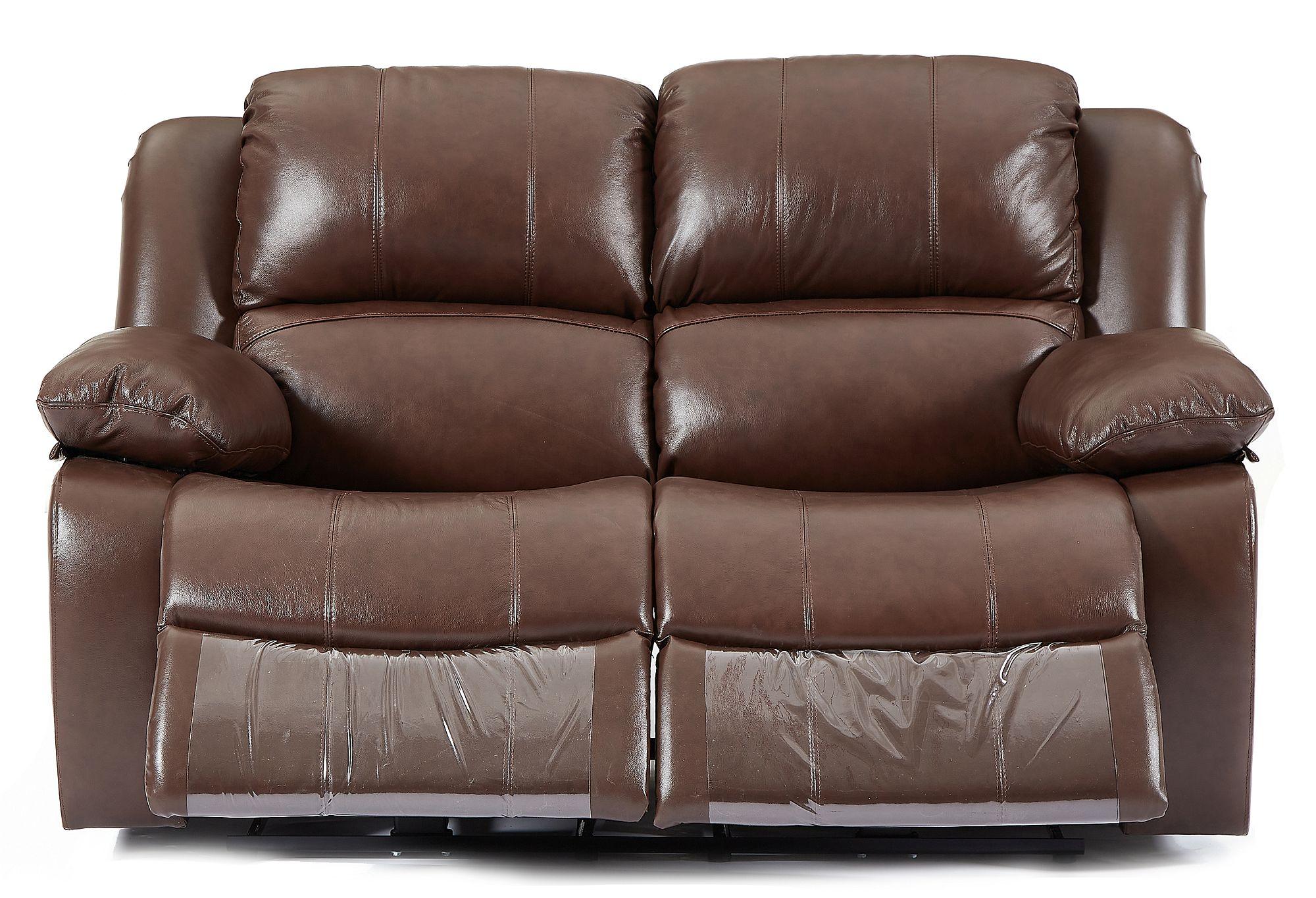 Product photograph of London Brown Leather 2 Seater Recliner Sofa from Choice Furniture Superstore.