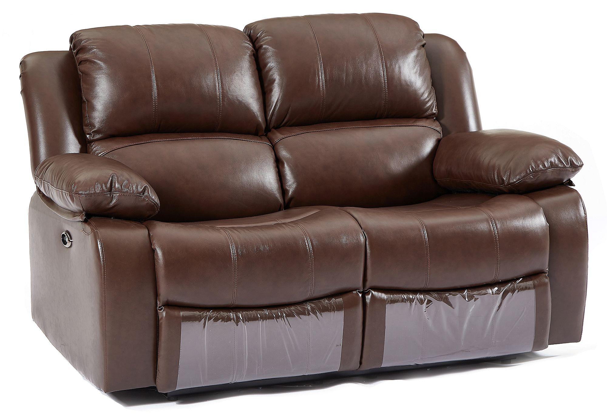 Product photograph of London Brown Leather 2 Seater Recliner Sofa from Choice Furniture Superstore.