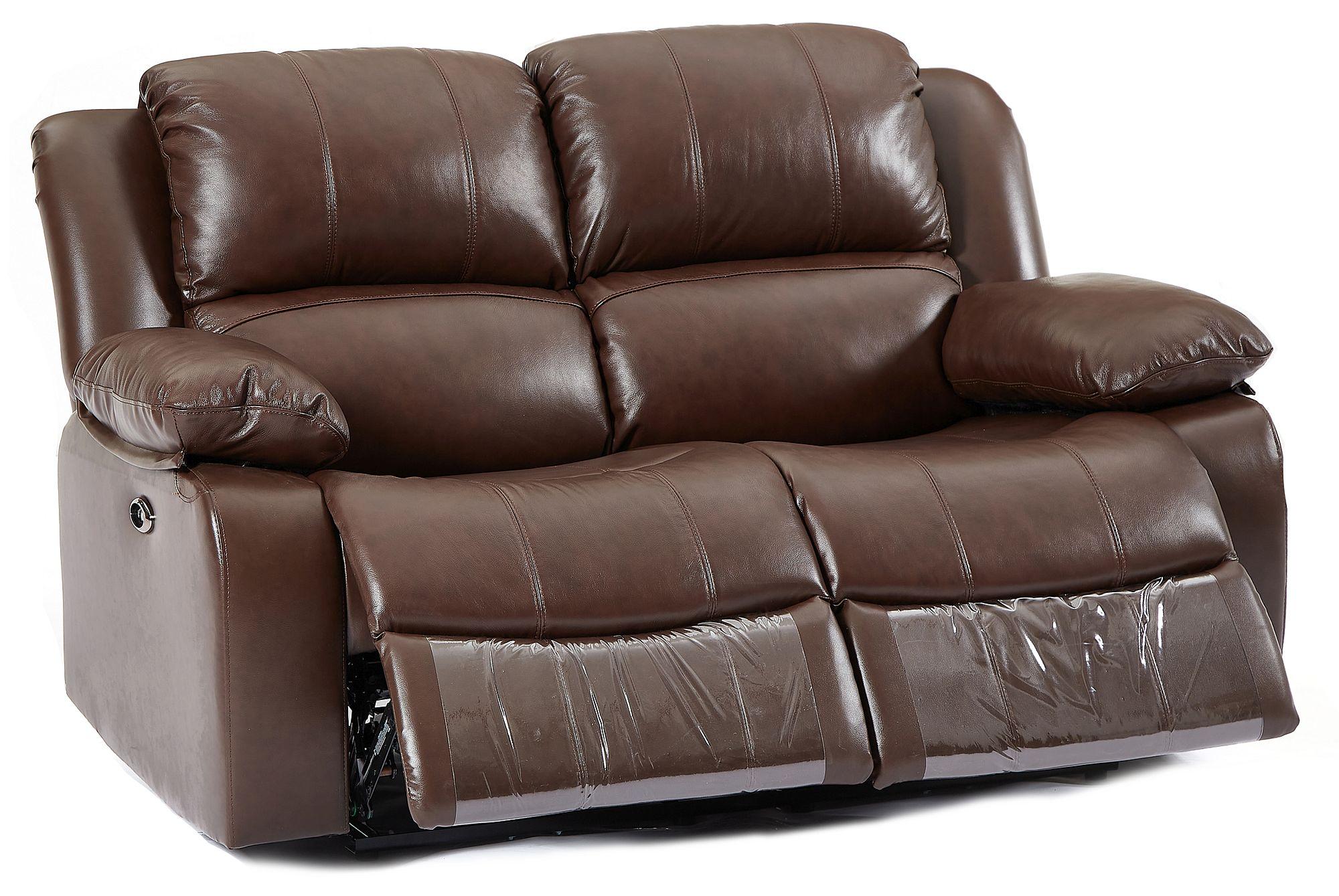 Product photograph of London Brown Leather 2 Seater Recliner Sofa from Choice Furniture Superstore.