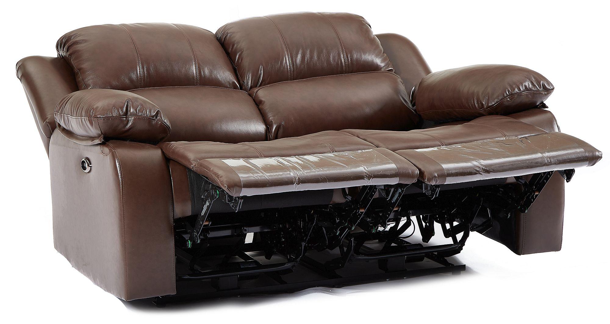 Product photograph of London Brown Leather 2 Seater Recliner Sofa from Choice Furniture Superstore.