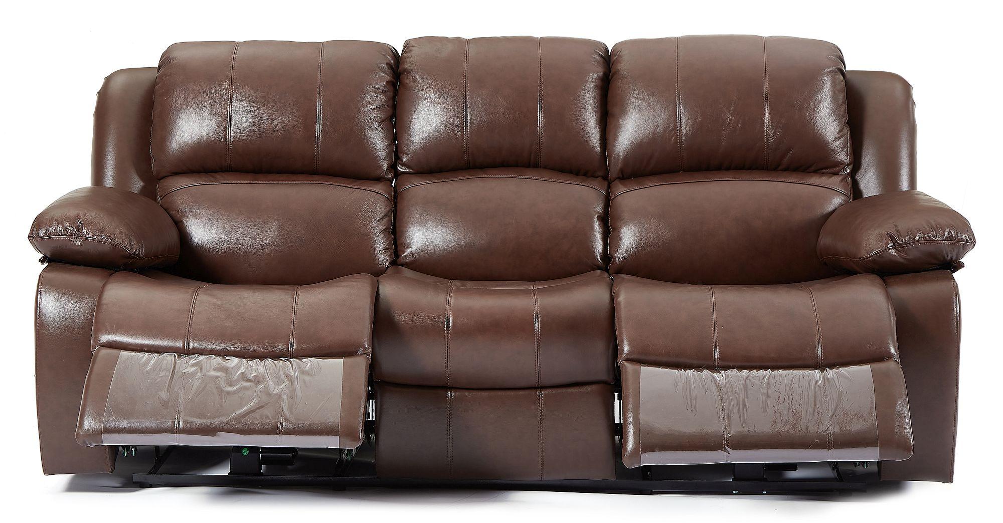 Product photograph of London Brown Leather 3 Seater Recliner Sofa from Choice Furniture Superstore.