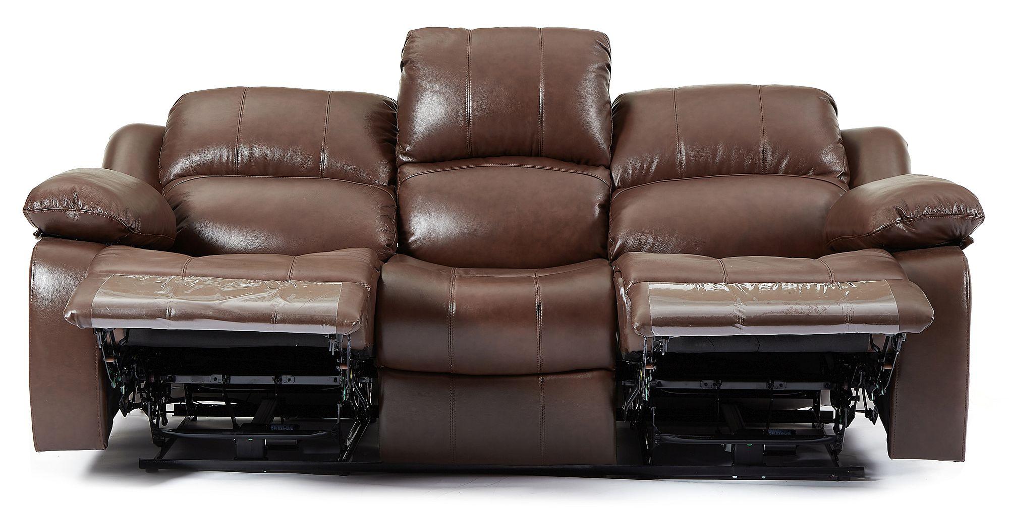 Product photograph of London Brown Leather 3 Seater Recliner Sofa from Choice Furniture Superstore.