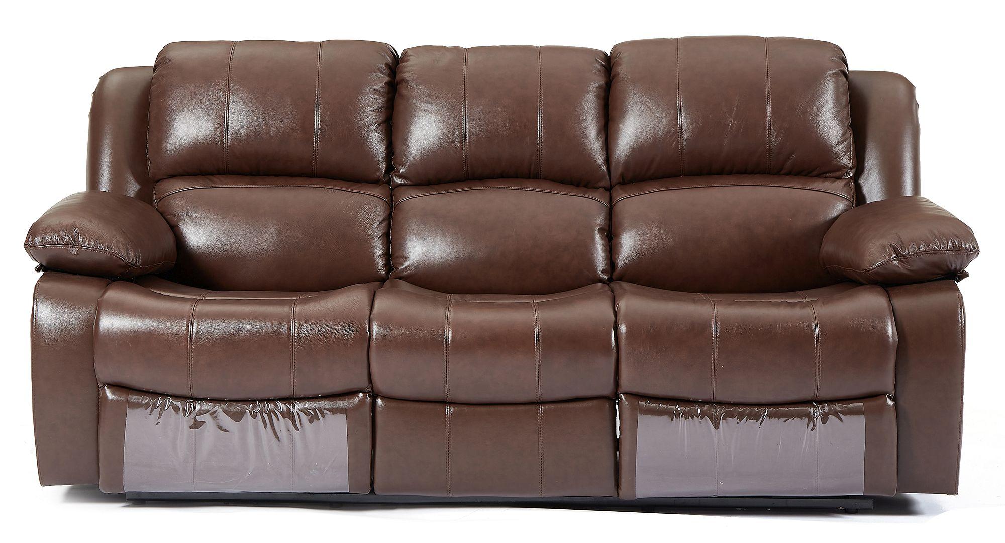 Product photograph of London Brown Leather 3 2 Seater Recliner Sofa Suite from Choice Furniture Superstore.