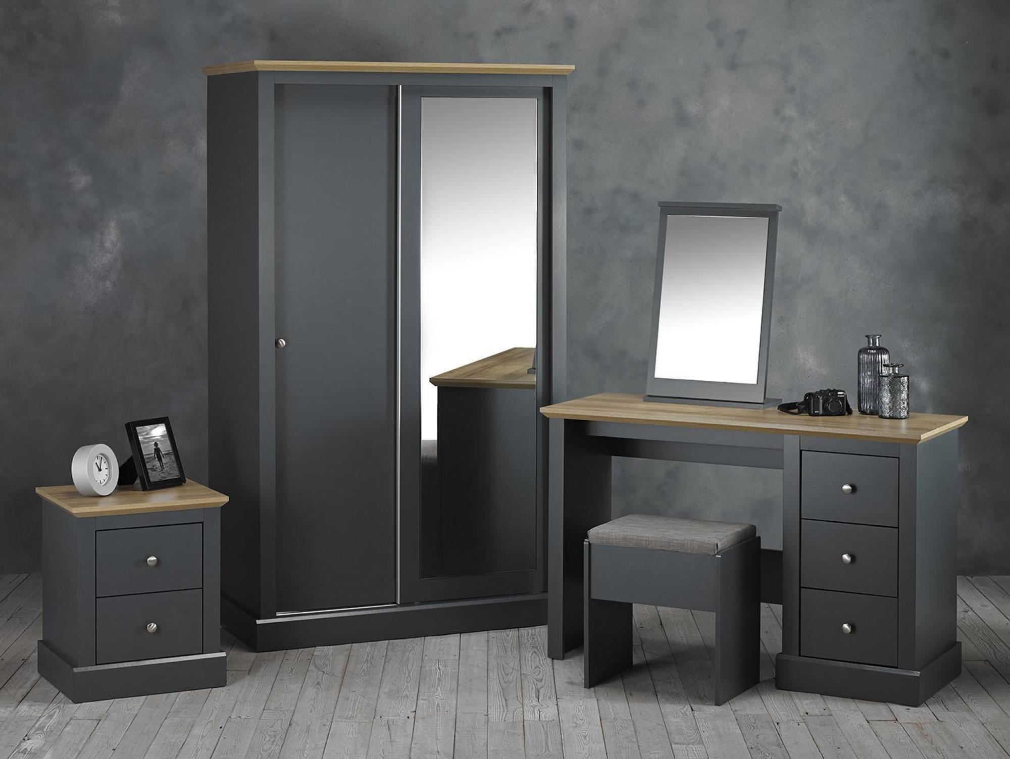 Product photograph of Devon Charcoal 2 Door Sliding Wardrobe from Choice Furniture Superstore.