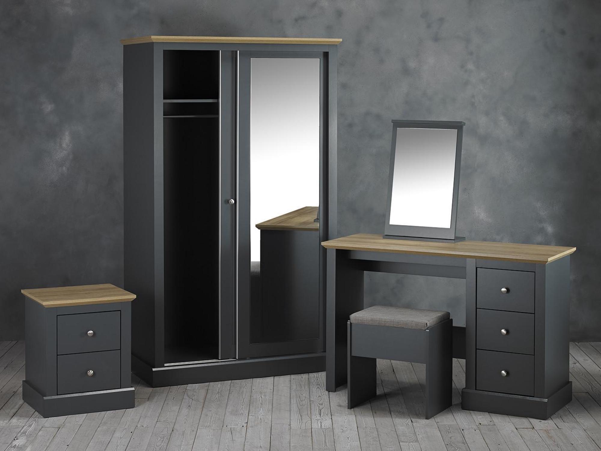 Product photograph of Devon Charcoal 2 Door Sliding Wardrobe from Choice Furniture Superstore.