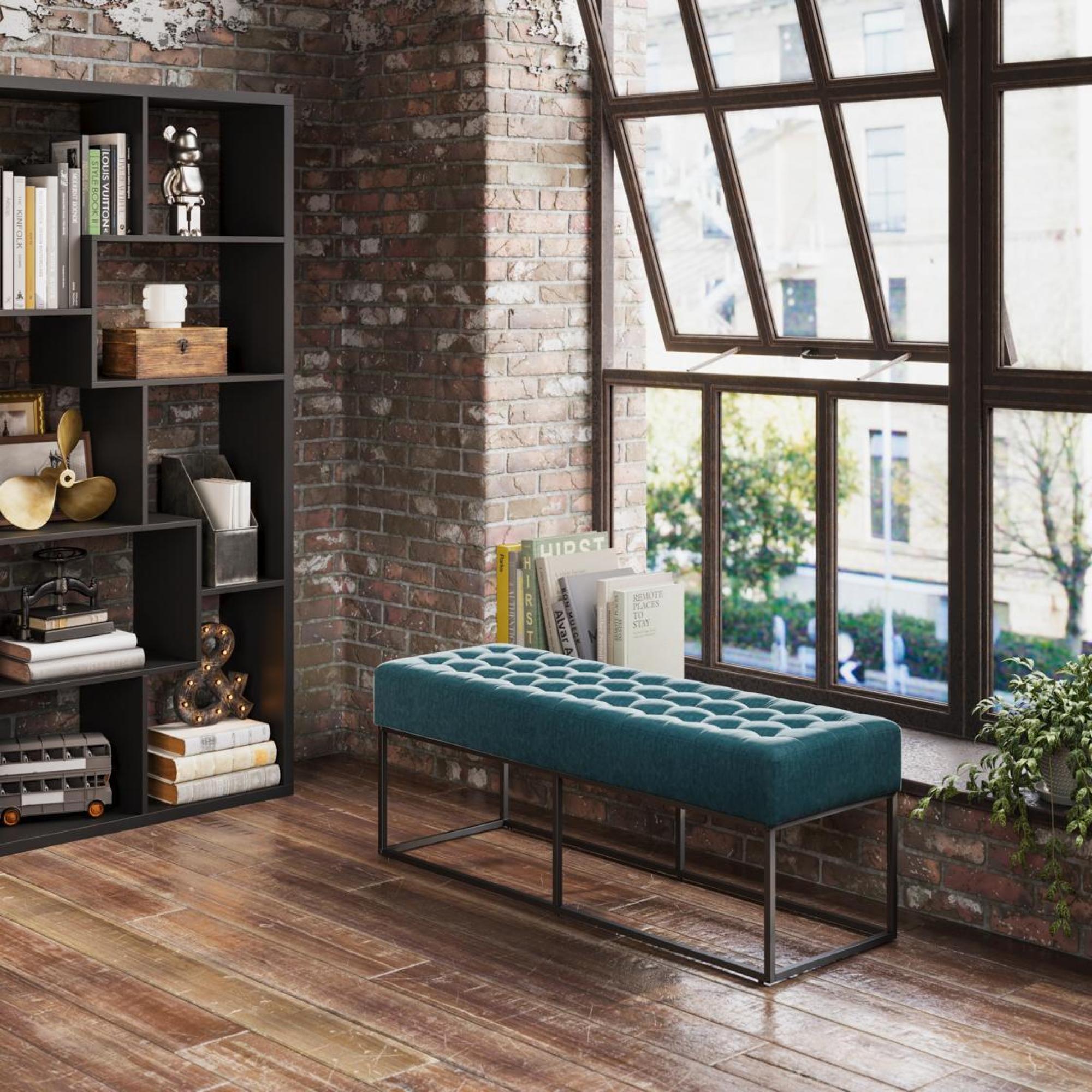 Product photograph of Boden Yale Blue Chenille Fabric Bench from Choice Furniture Superstore.