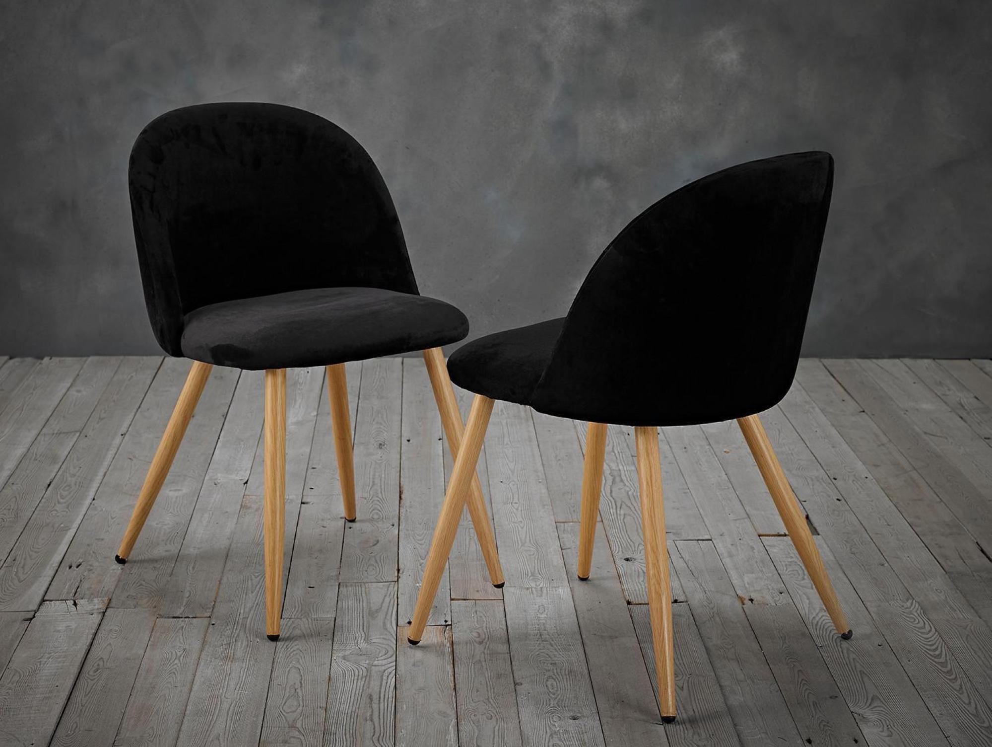 Product photograph of Venice Black Velvet Fabric Dining Chair Sold In Pair from Choice Furniture Superstore.