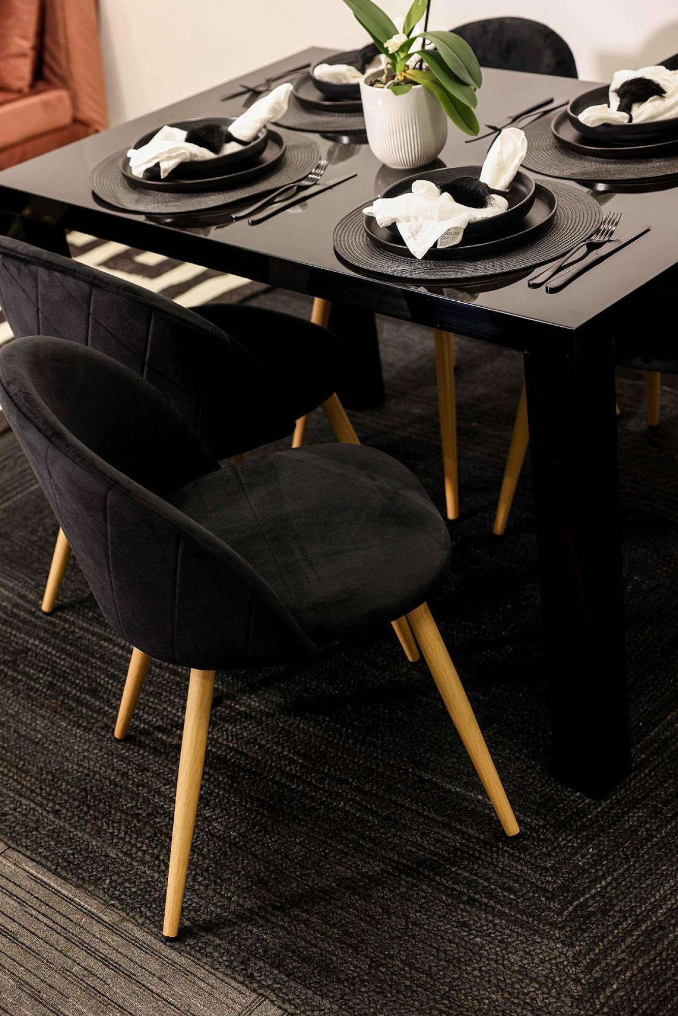 Product photograph of Venice Black Velvet Fabric Dining Chair Sold In Pair from Choice Furniture Superstore.