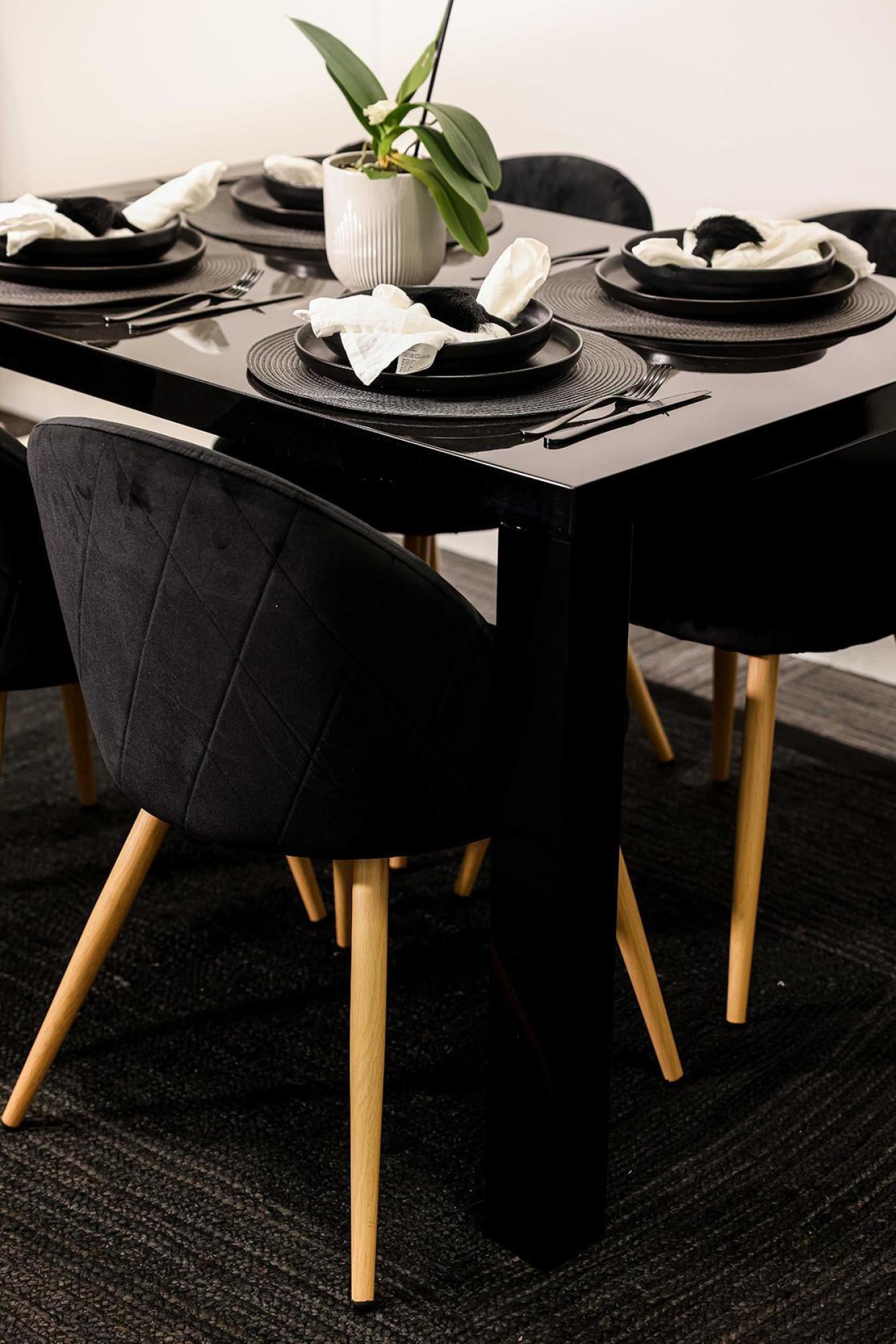 Product photograph of Venice Black Velvet Fabric Dining Chair Sold In Pair from Choice Furniture Superstore.