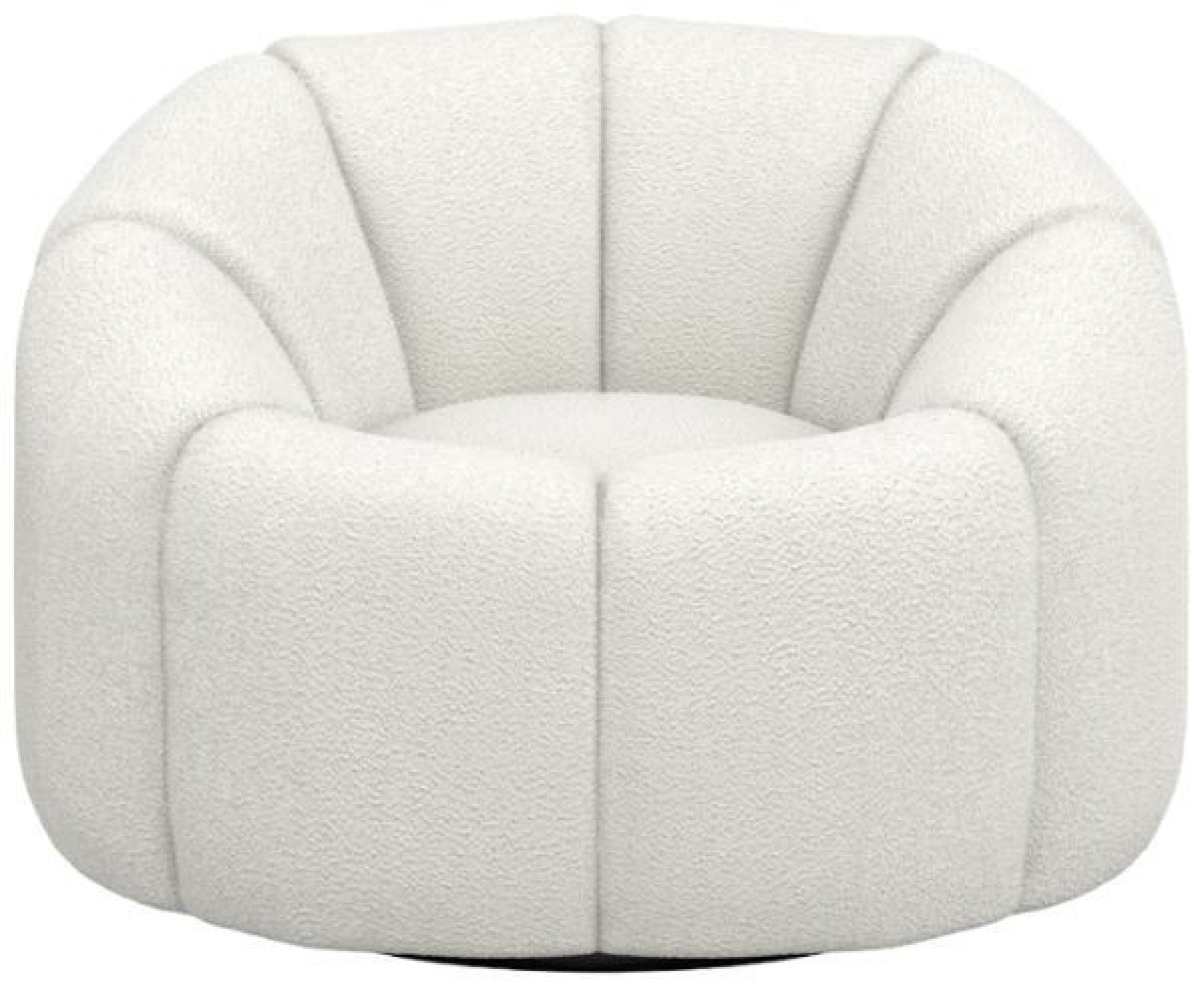 Product photograph of Nao Ivory Boucle Fabric Swivel Chair from Choice Furniture Superstore.