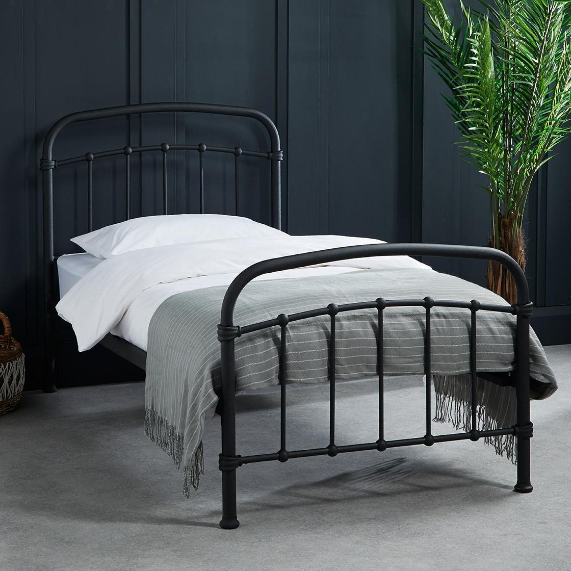 Product photograph of Halston Black Metal Single Bed - Comes In Single Double And King Size Options from Choice Furniture Superstore.