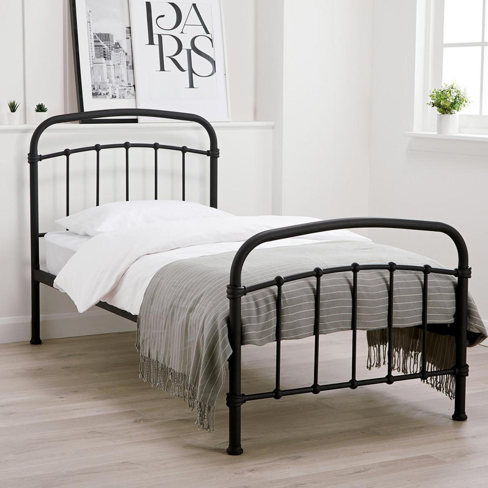 Product photograph of Halston Black Metal Single Bed - Comes In Single Double And King Size Options from Choice Furniture Superstore.