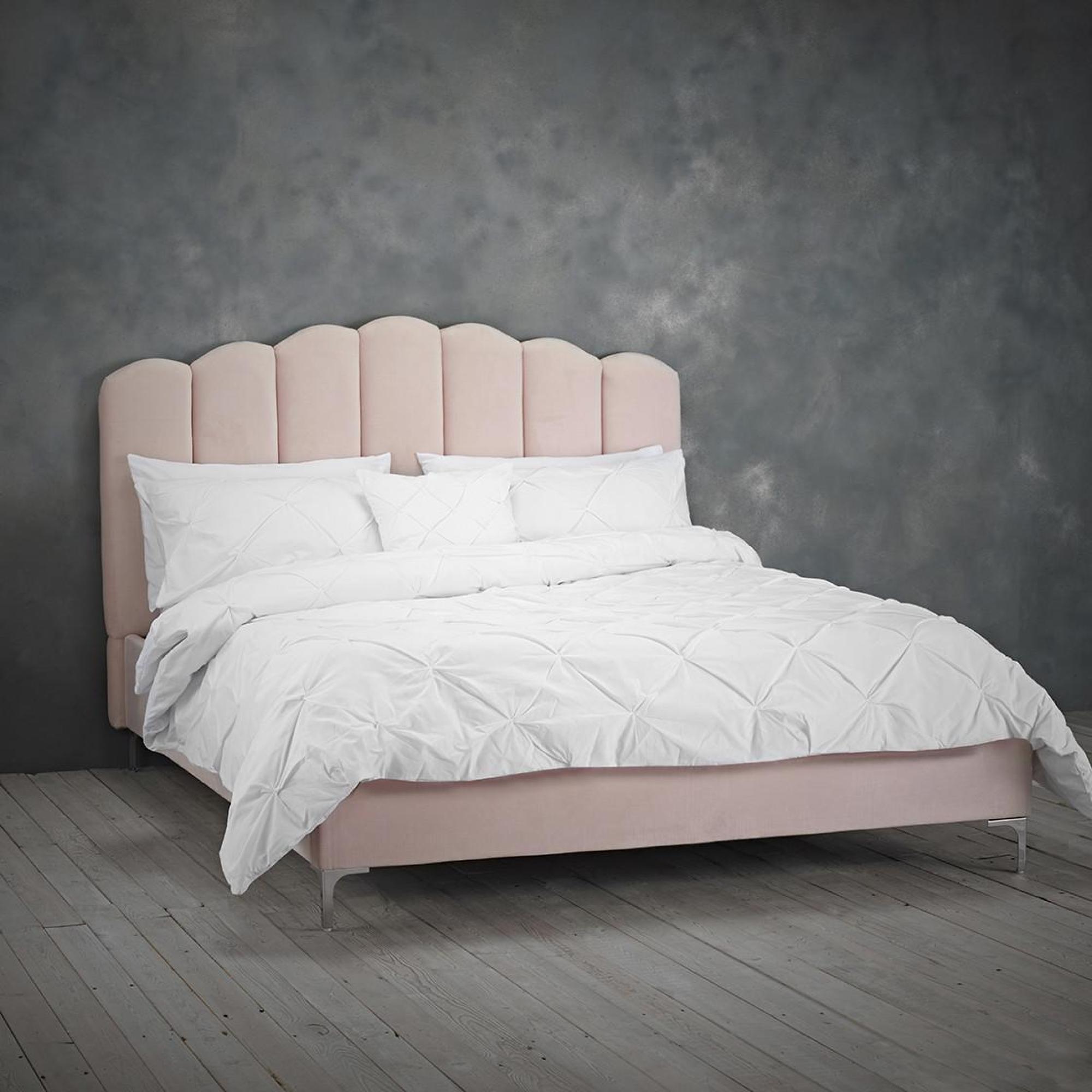 Product photograph of Willow Pink Polyester Bed - Comes In Double And King Size Options from Choice Furniture Superstore.