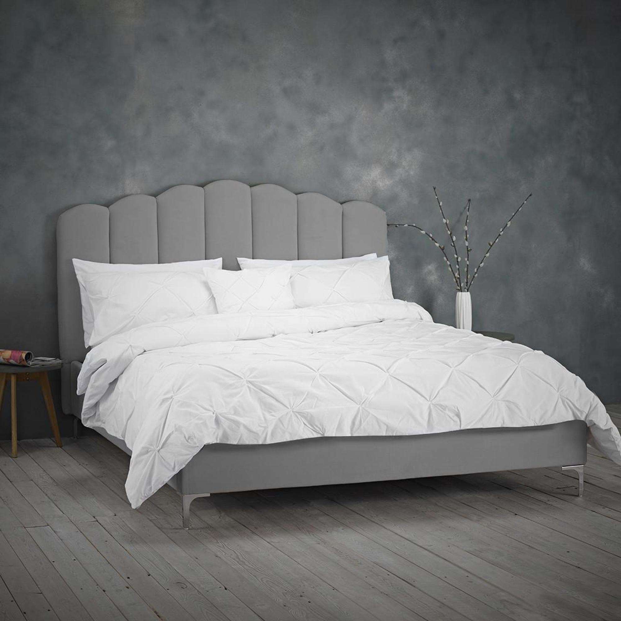 Product photograph of Willow Silver Polyester Bed - Comes In Double And King Size Options from Choice Furniture Superstore.