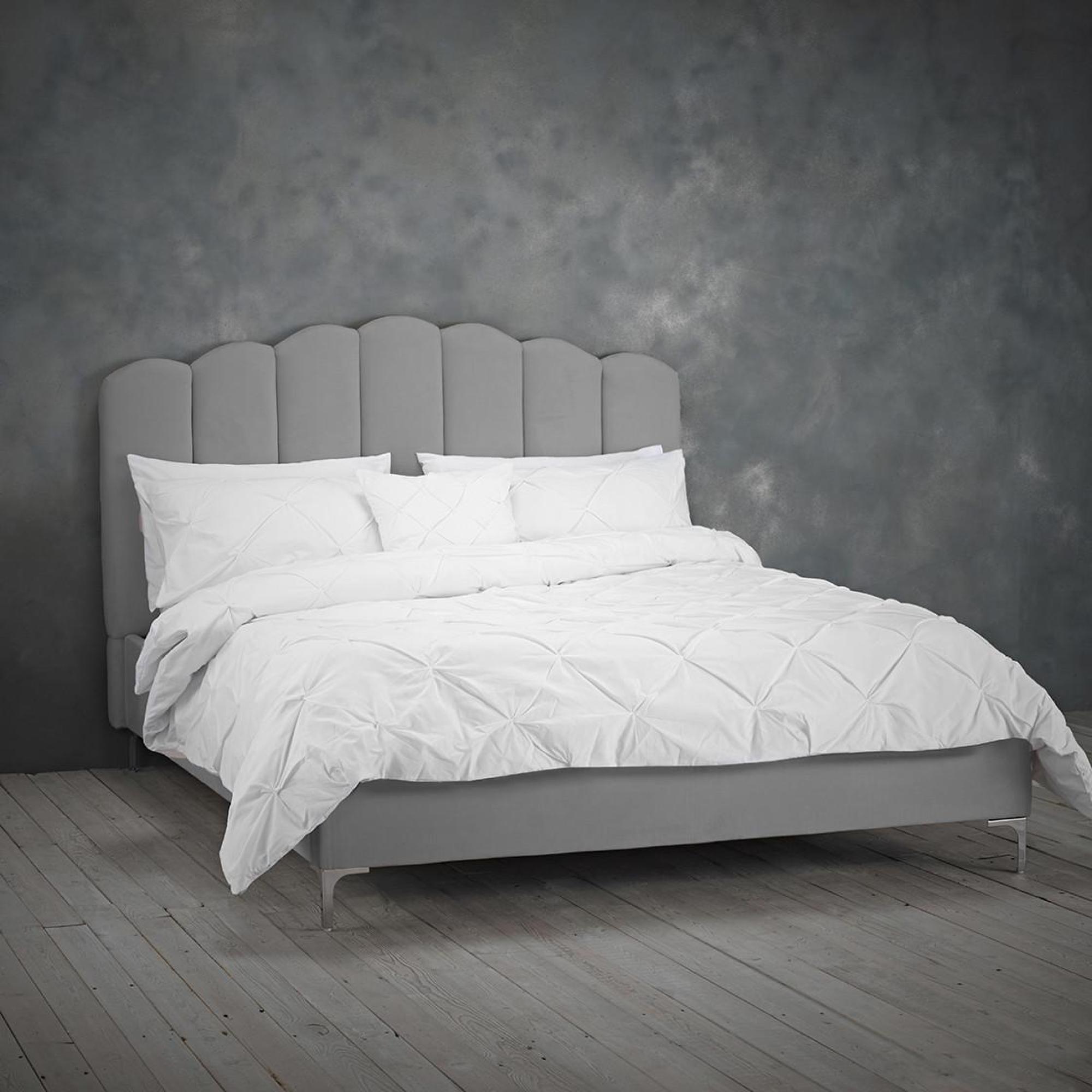 Product photograph of Willow Silver Polyester Bed - Comes In Double And King Size Options from Choice Furniture Superstore.