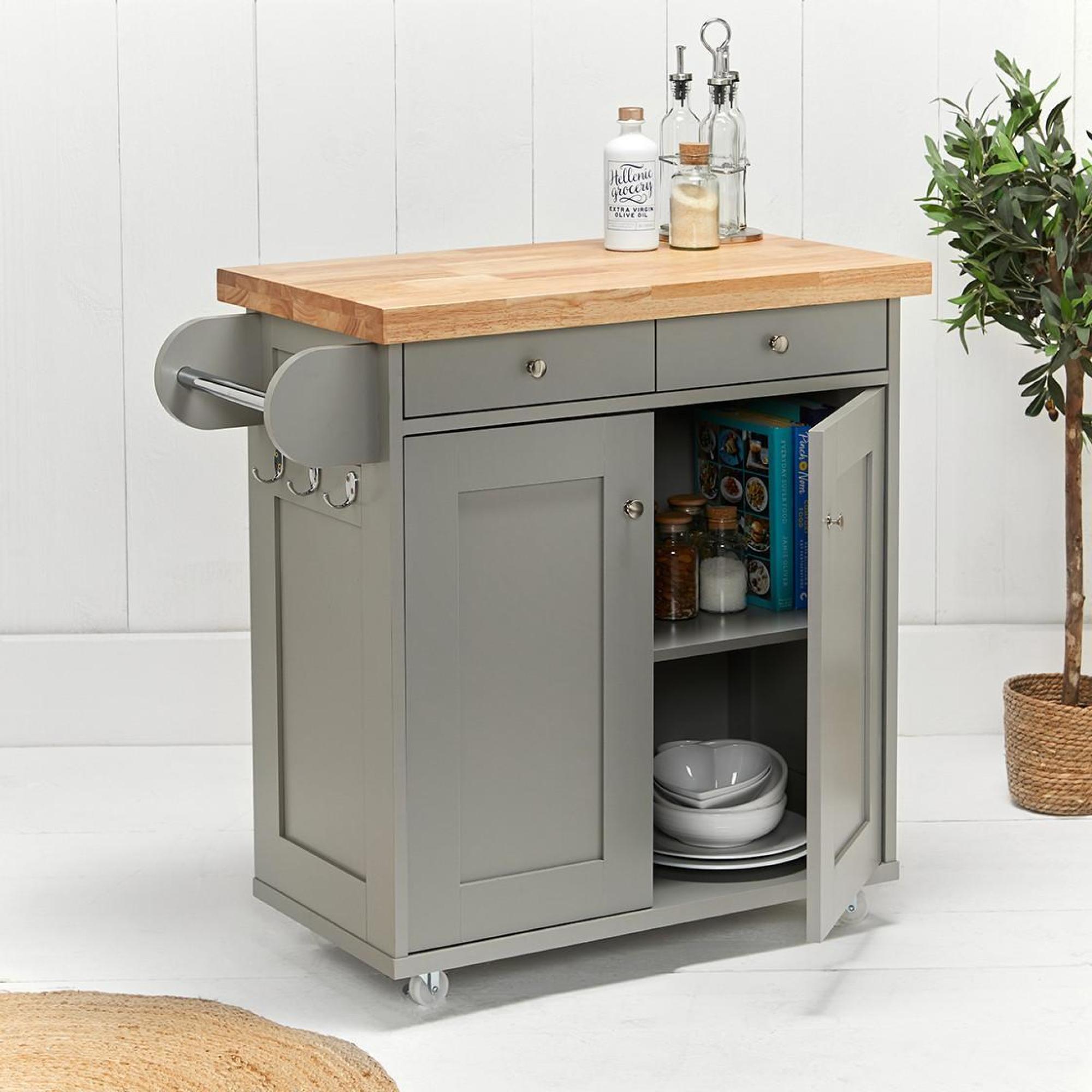 Product photograph of Portland Grey Wood Kitchen Island from Choice Furniture Superstore.