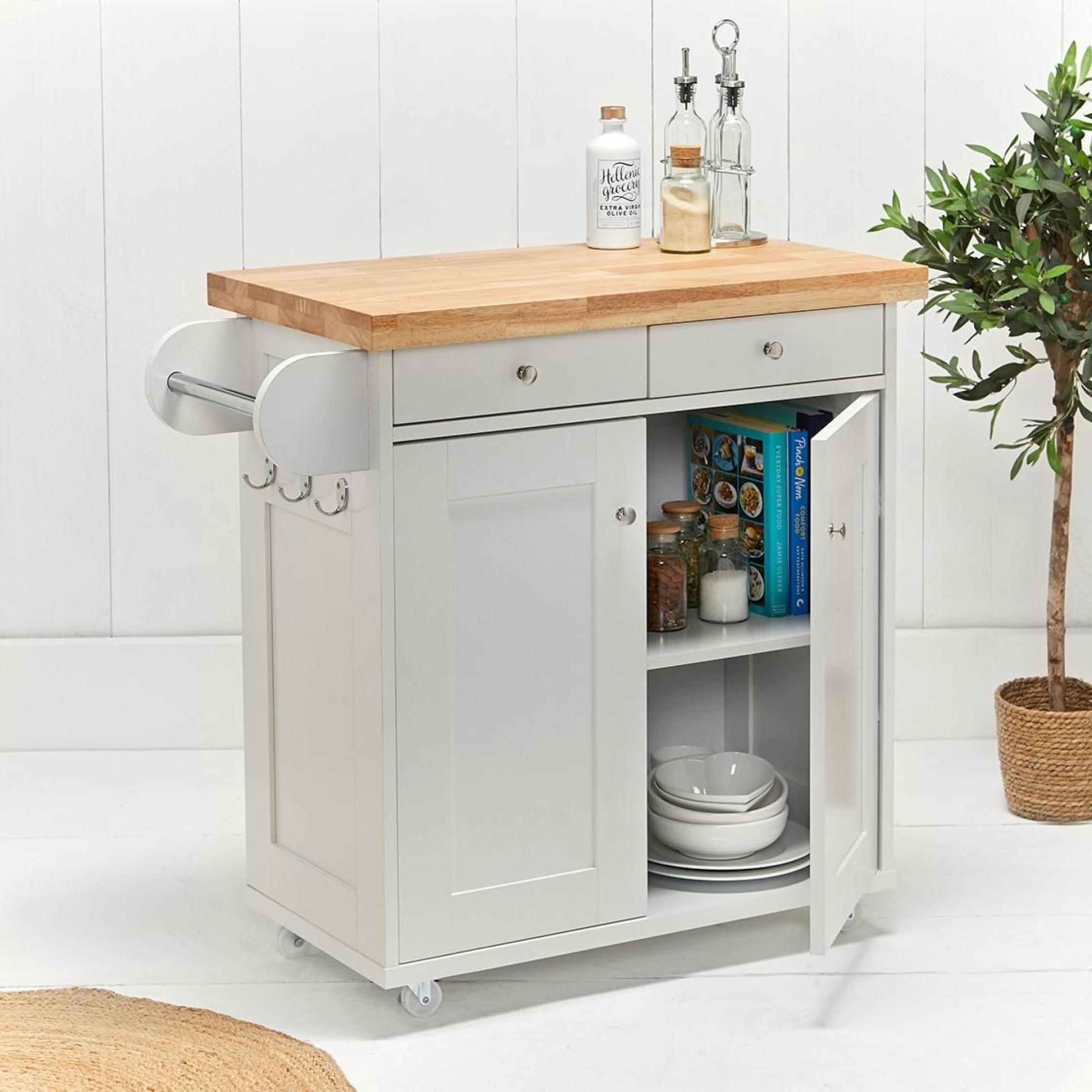 Product photograph of Portland White Wood Kitchen Island from Choice Furniture Superstore.