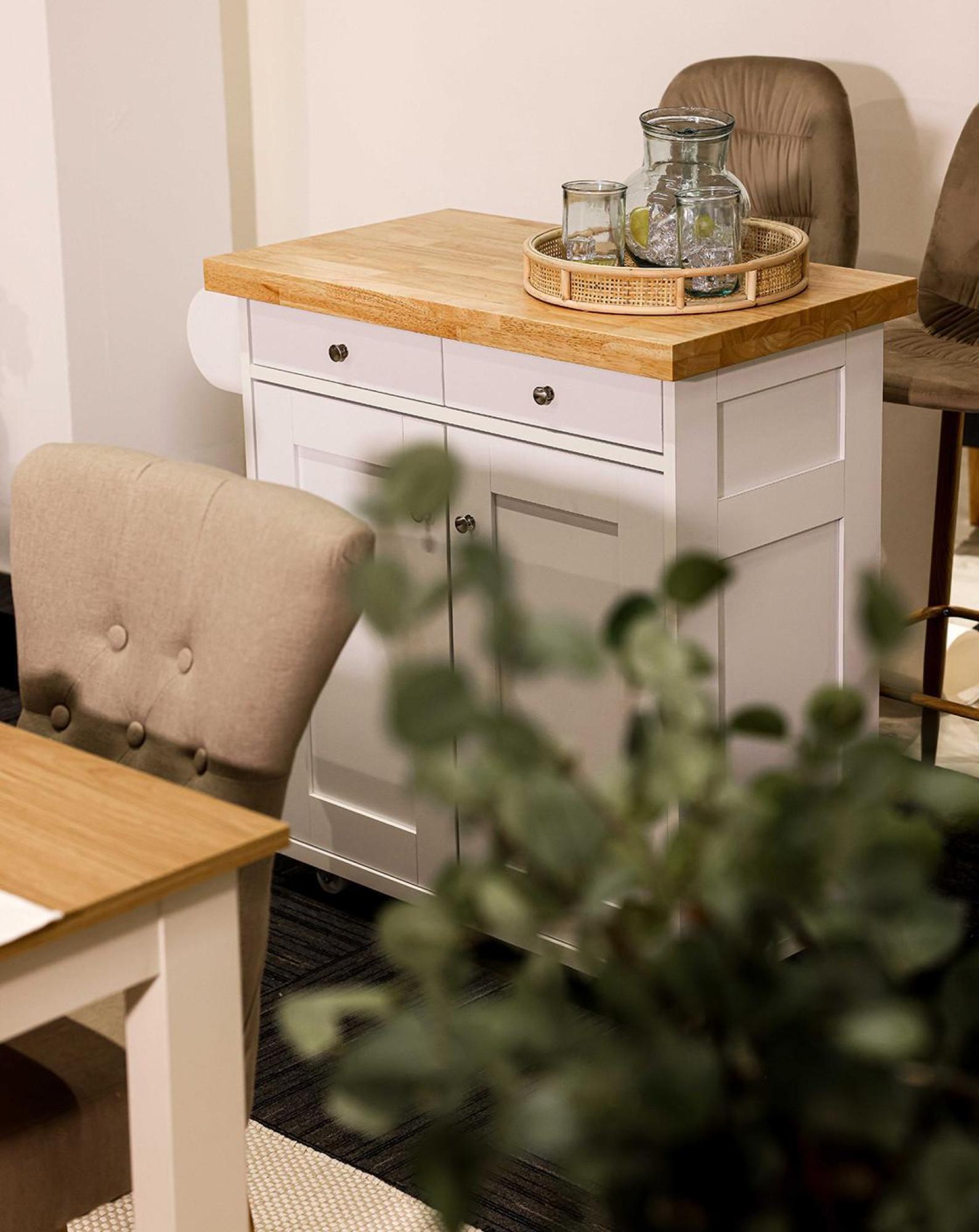 Product photograph of Portland White Wood Kitchen Island from Choice Furniture Superstore.