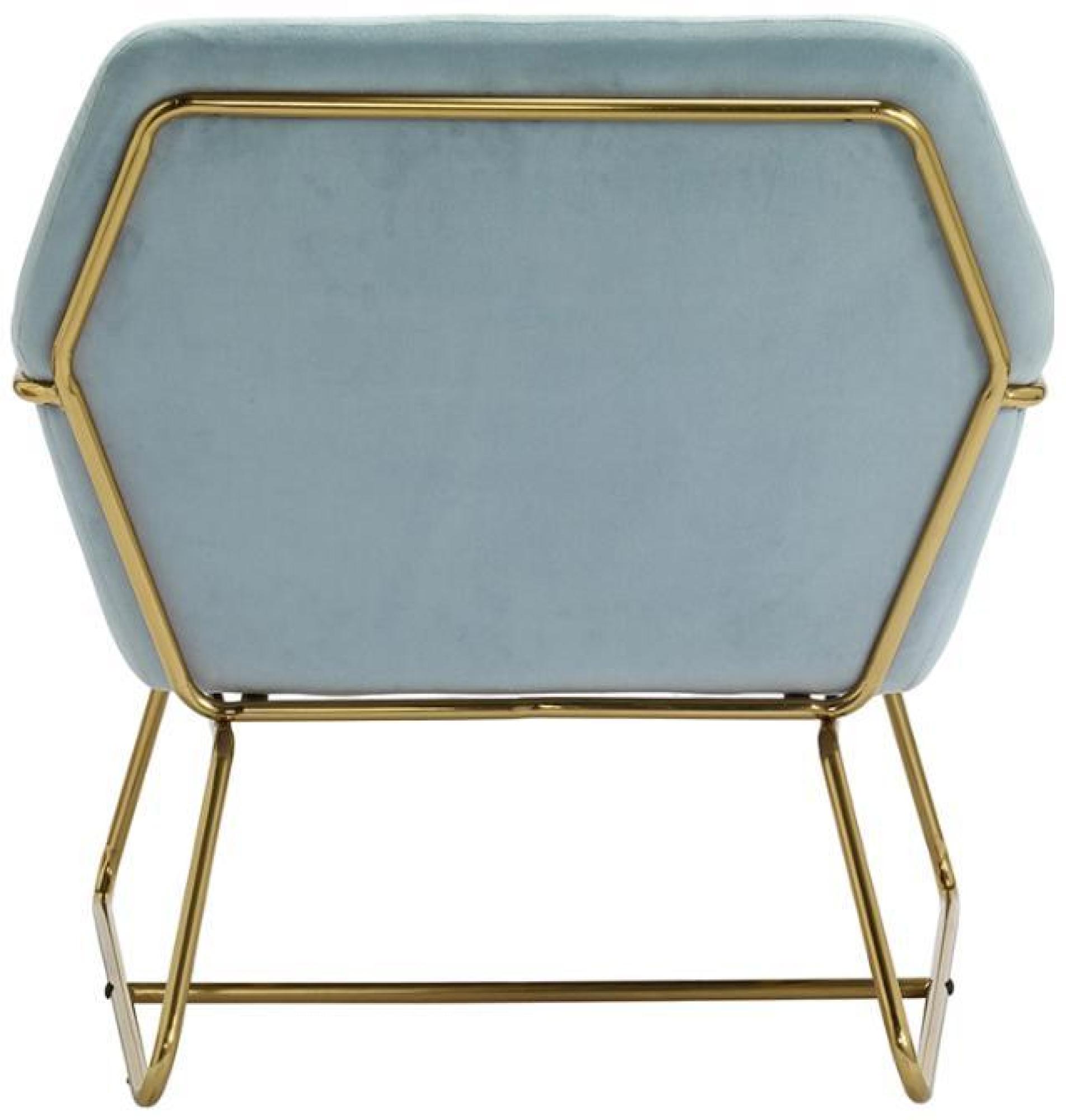 Product photograph of Charles Sky Blue Velvet Fabric And Gold Armchair from Choice Furniture Superstore.