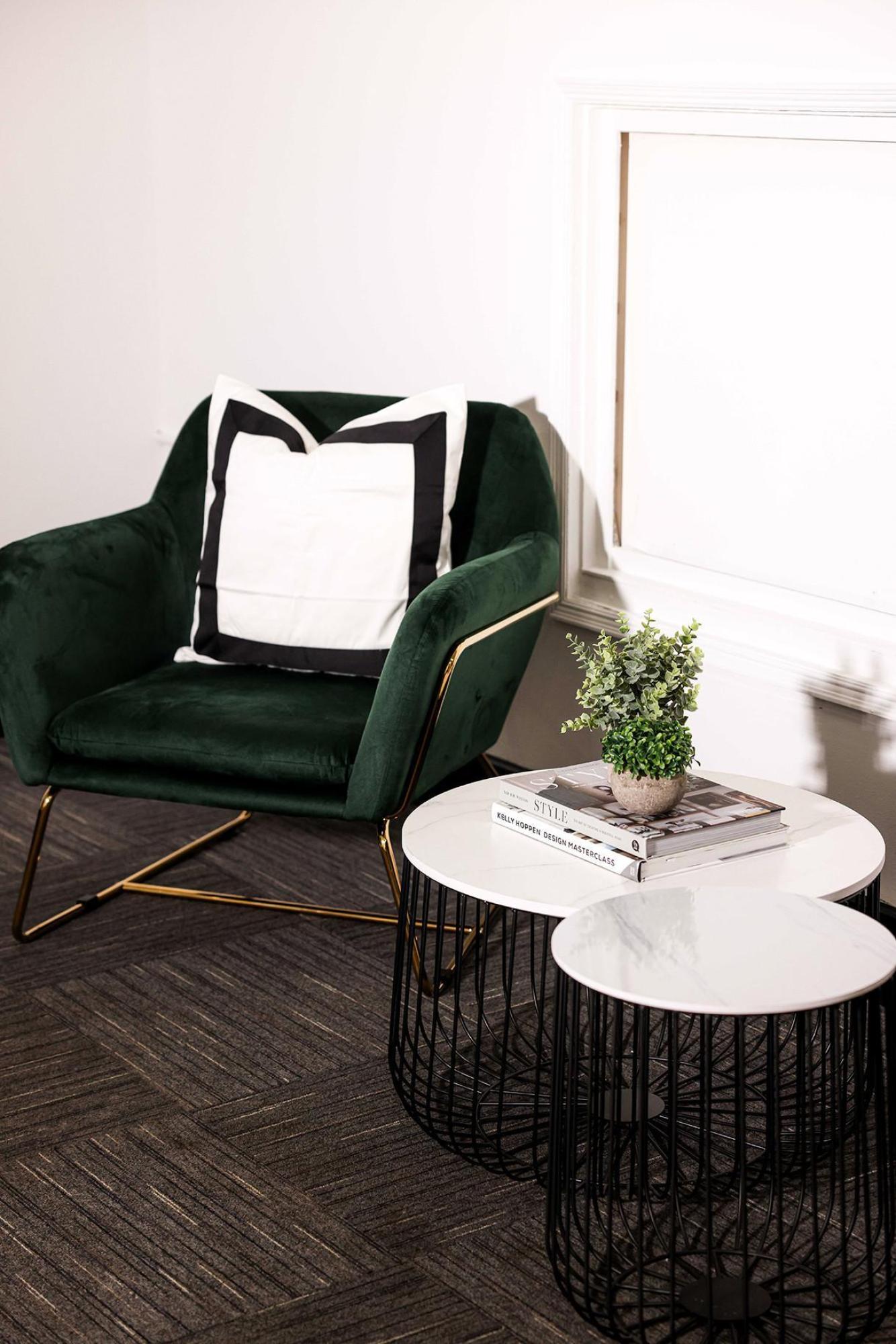 Product photograph of Charles Racing Green Velvet Fabric And Gold Armchair from Choice Furniture Superstore.