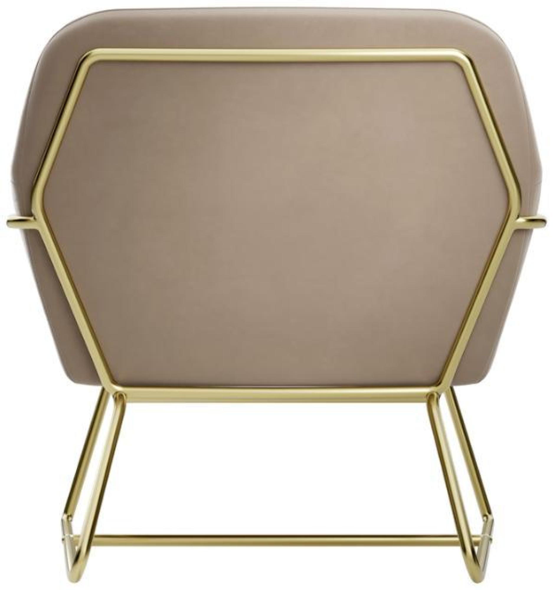 Product photograph of Charles Beige Velvet Fabric And Gold Armchair from Choice Furniture Superstore.