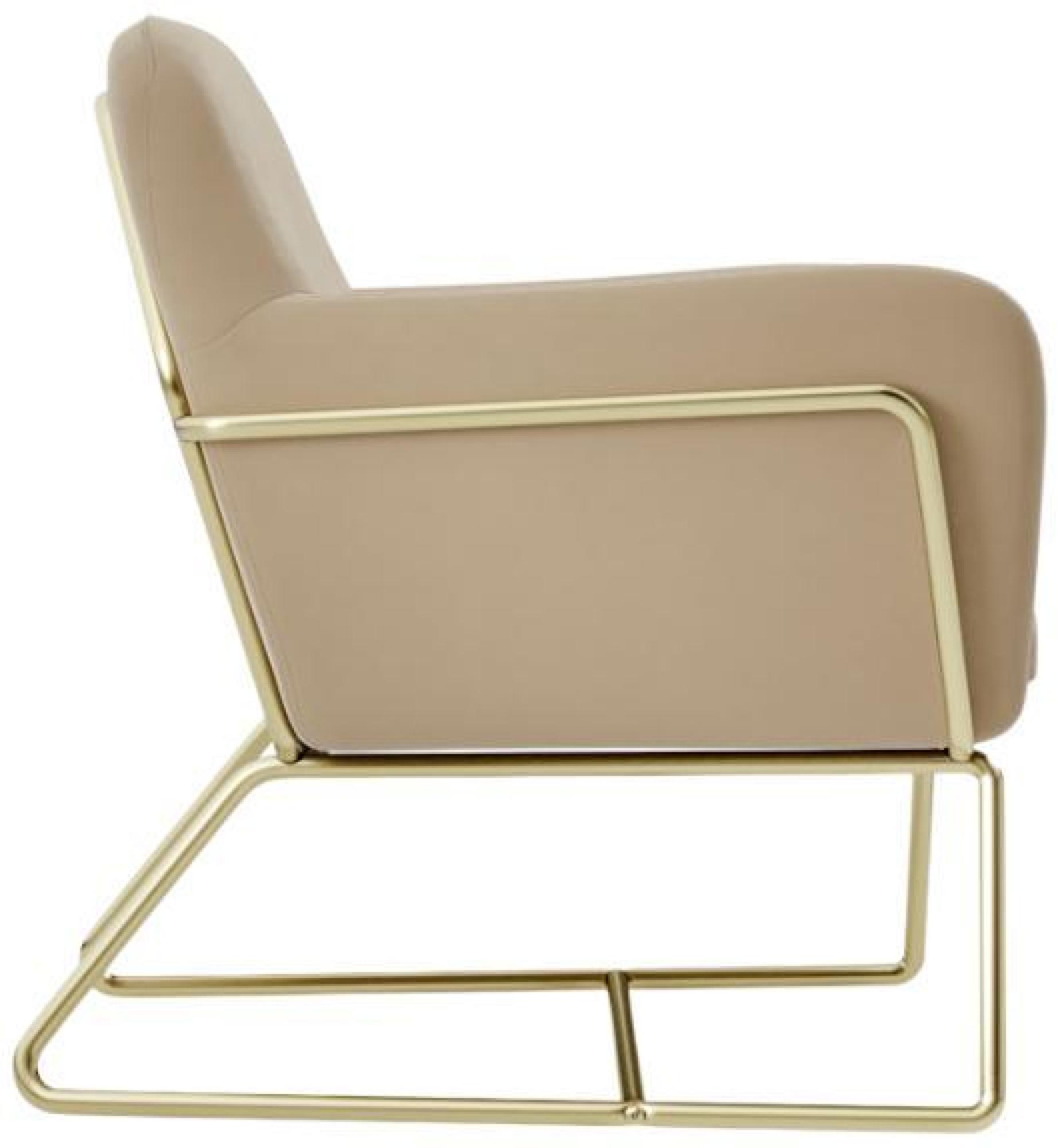Product photograph of Charles Beige Velvet Fabric And Gold Armchair from Choice Furniture Superstore.
