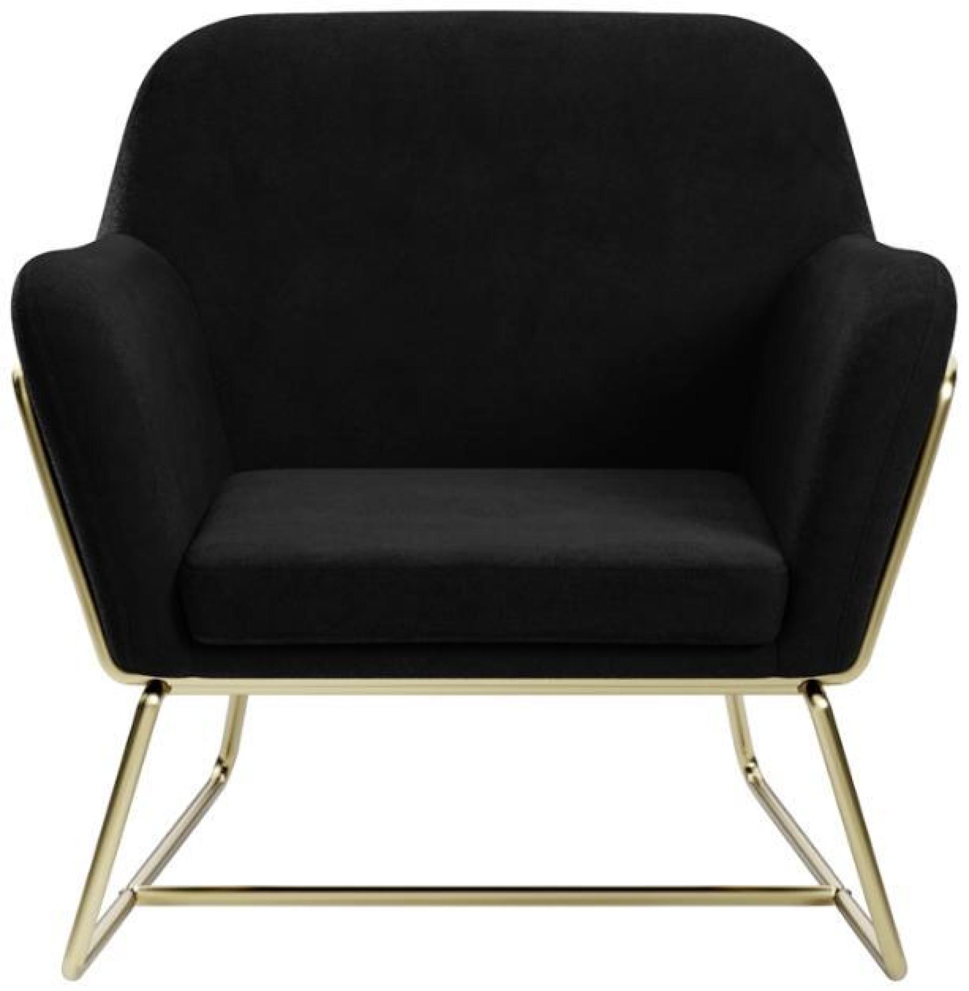 Product photograph of Charles Black Velvet Fabric And Gold Armchair from Choice Furniture Superstore.