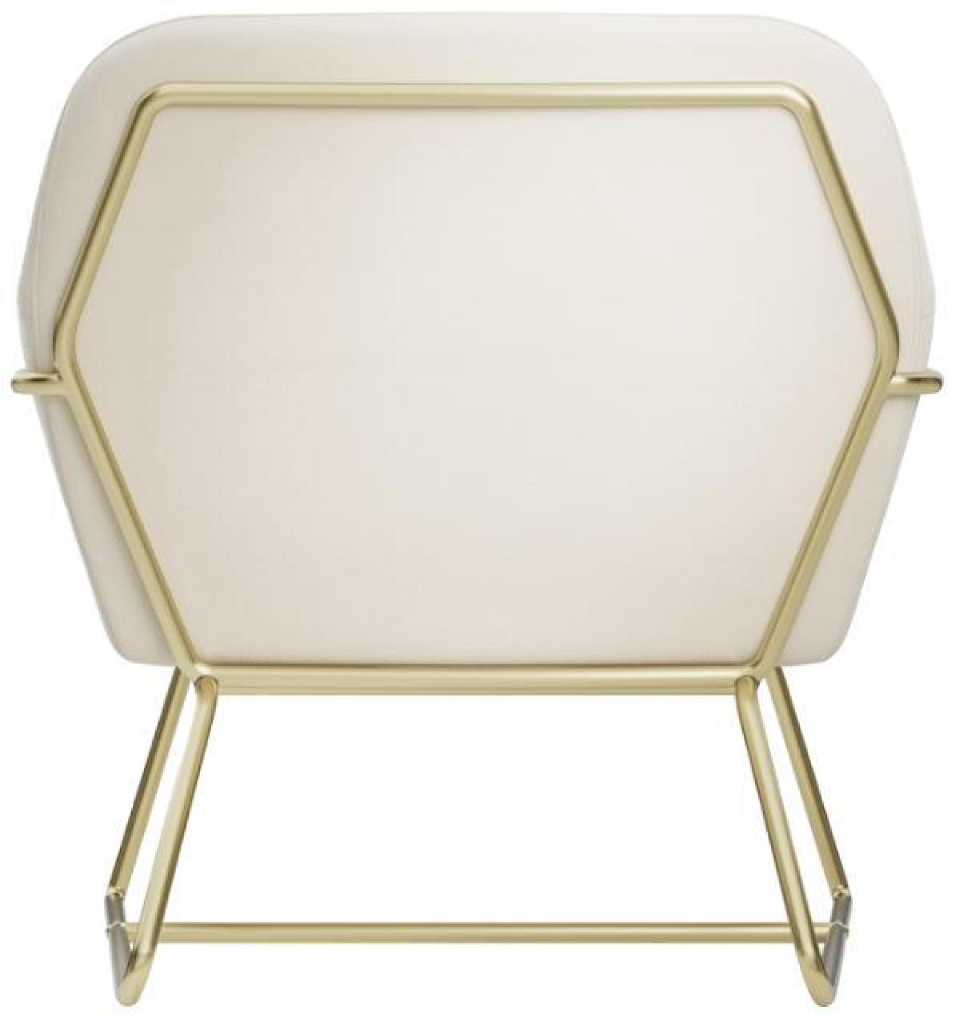 Product photograph of Charles Cream And Brushed Gold Velvet Fabric Armchair from Choice Furniture Superstore.