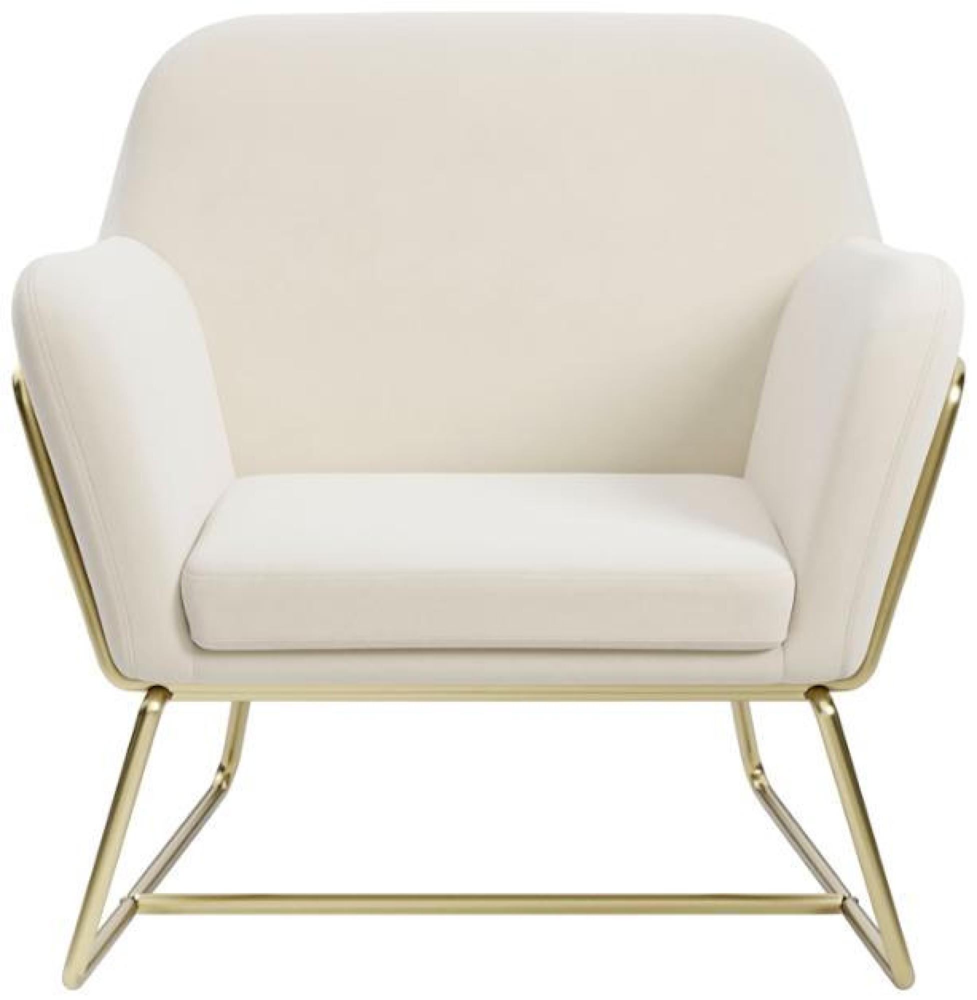 Product photograph of Charles Cream And Brushed Gold Velvet Fabric Armchair from Choice Furniture Superstore.