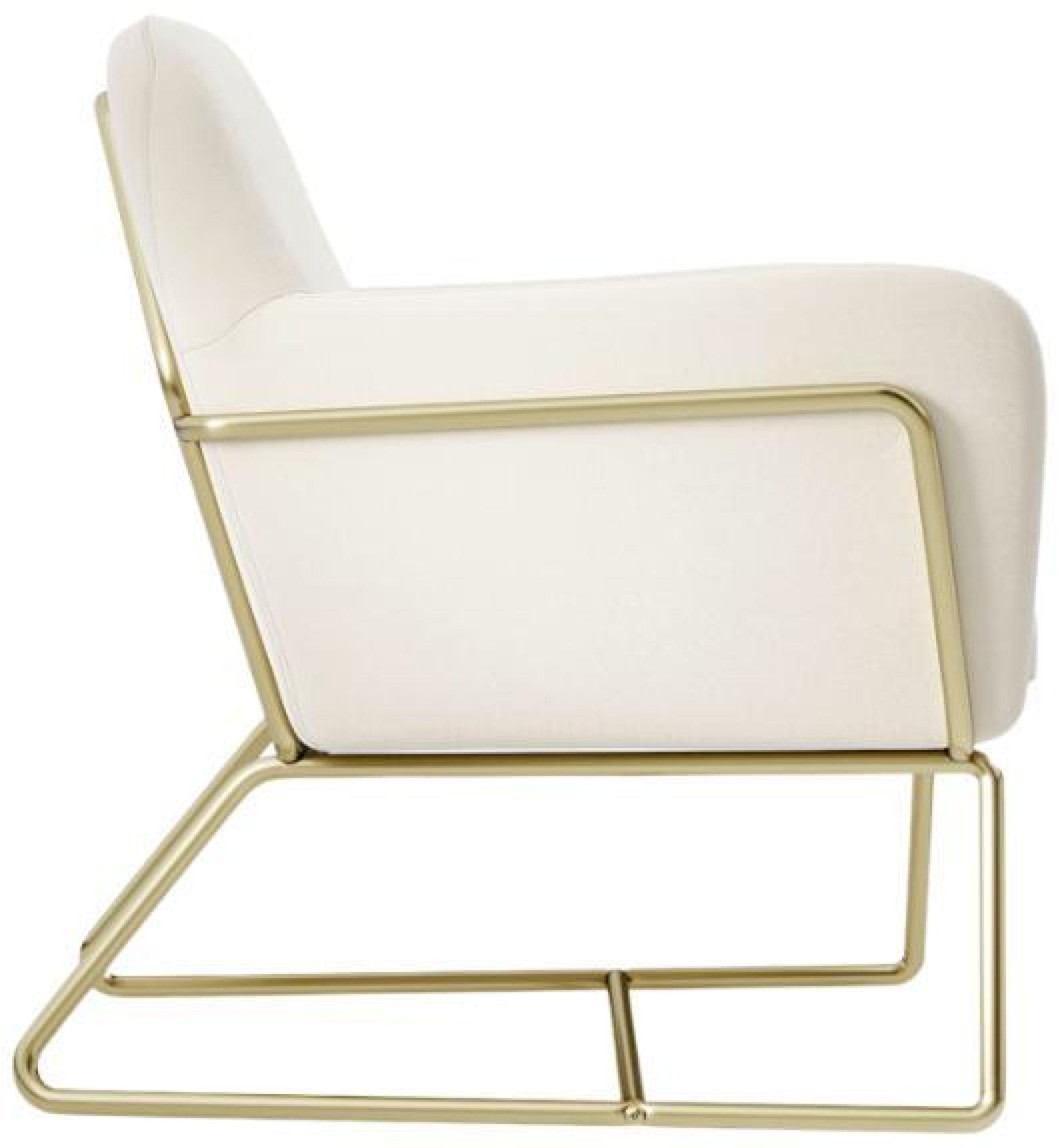 Product photograph of Charles Cream And Brushed Gold Velvet Fabric Armchair from Choice Furniture Superstore.