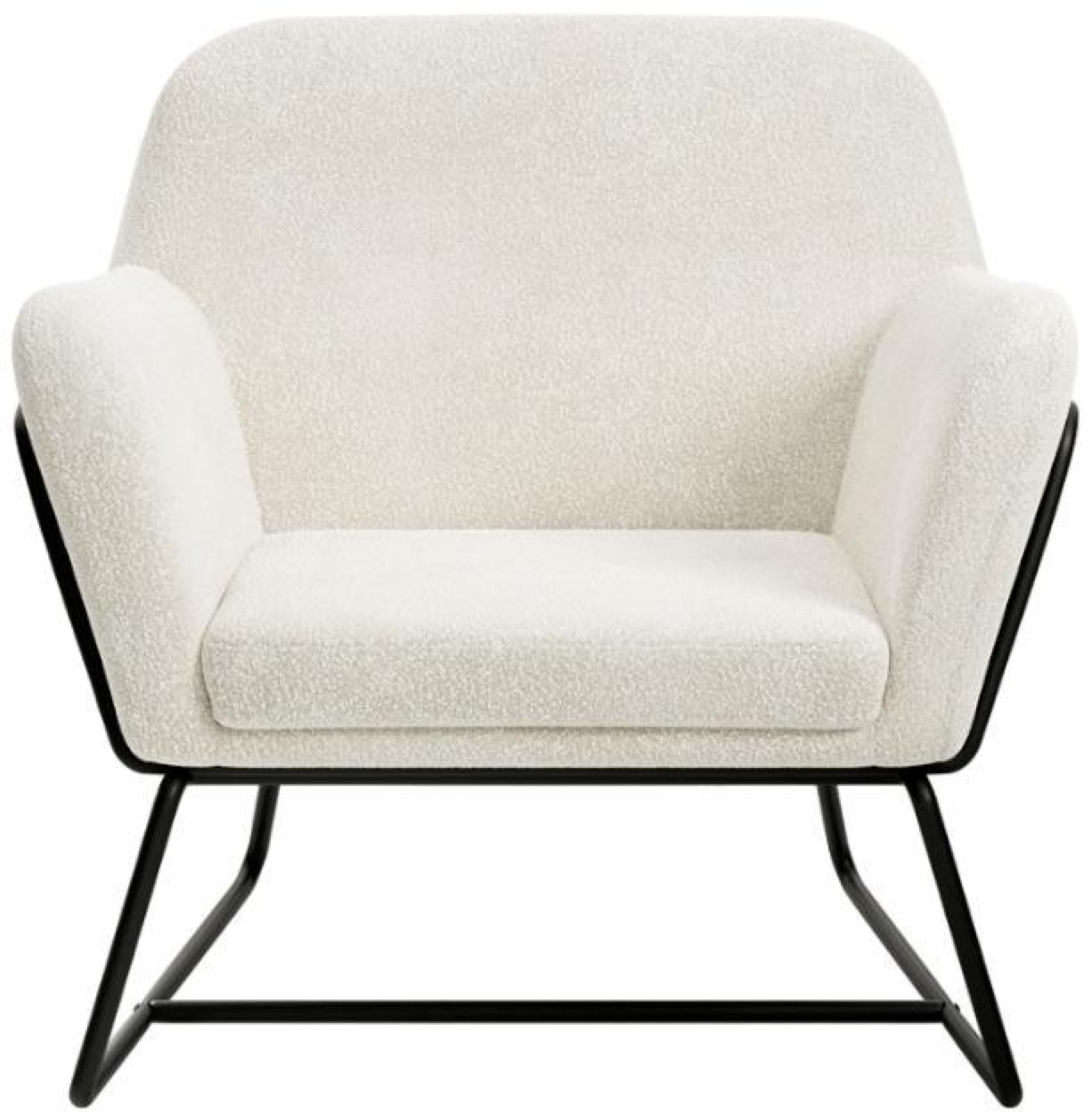 Product photograph of Charles Ivory And Matte Black Boucle Fabric Armchair from Choice Furniture Superstore.