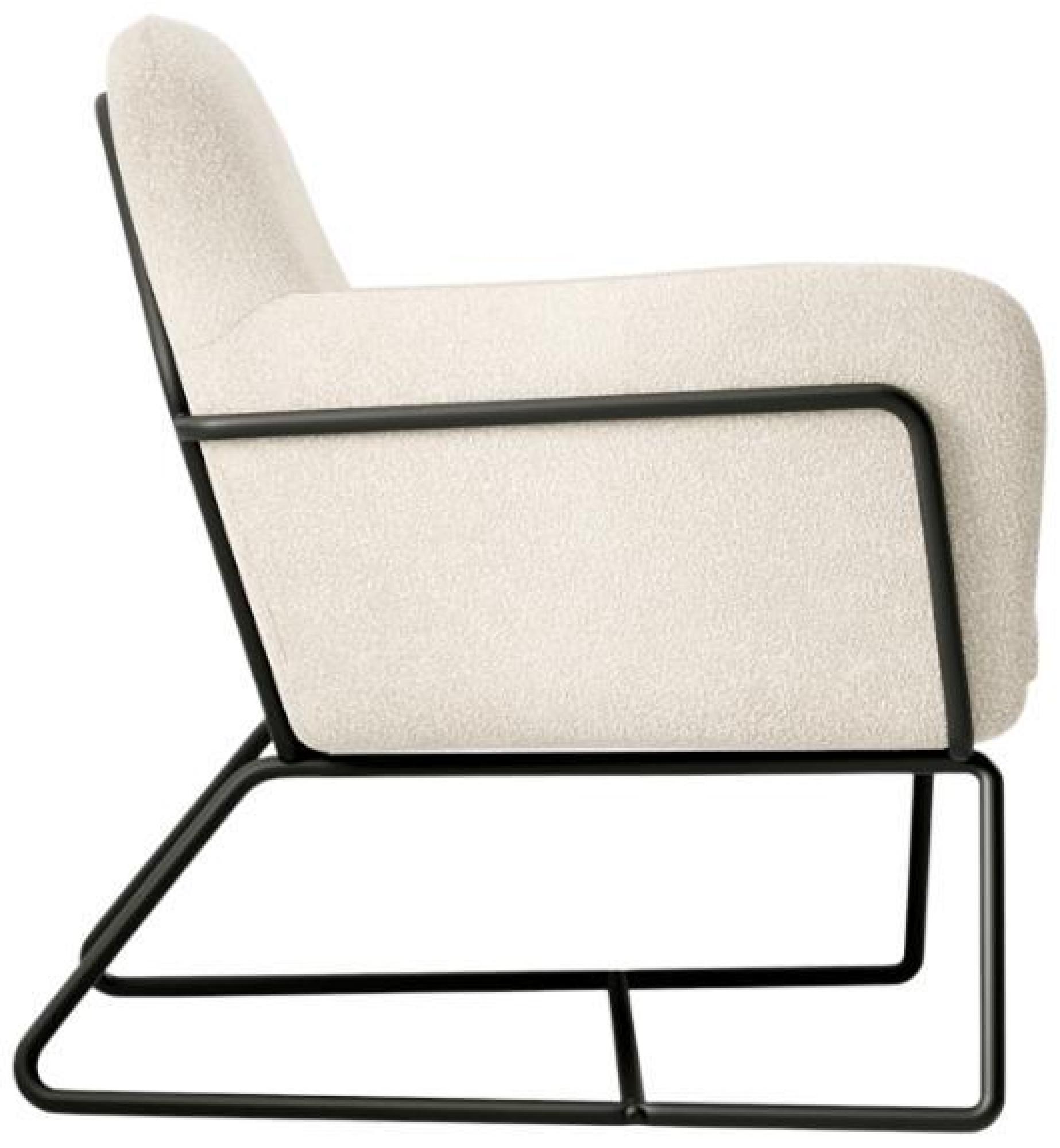 Product photograph of Charles Ivory And Matte Black Boucle Fabric Armchair from Choice Furniture Superstore.