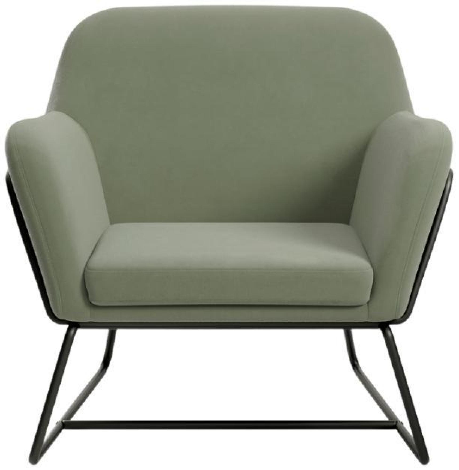 Product photograph of Charles Sage And Matte Black Velvet Fabric Armchair from Choice Furniture Superstore.