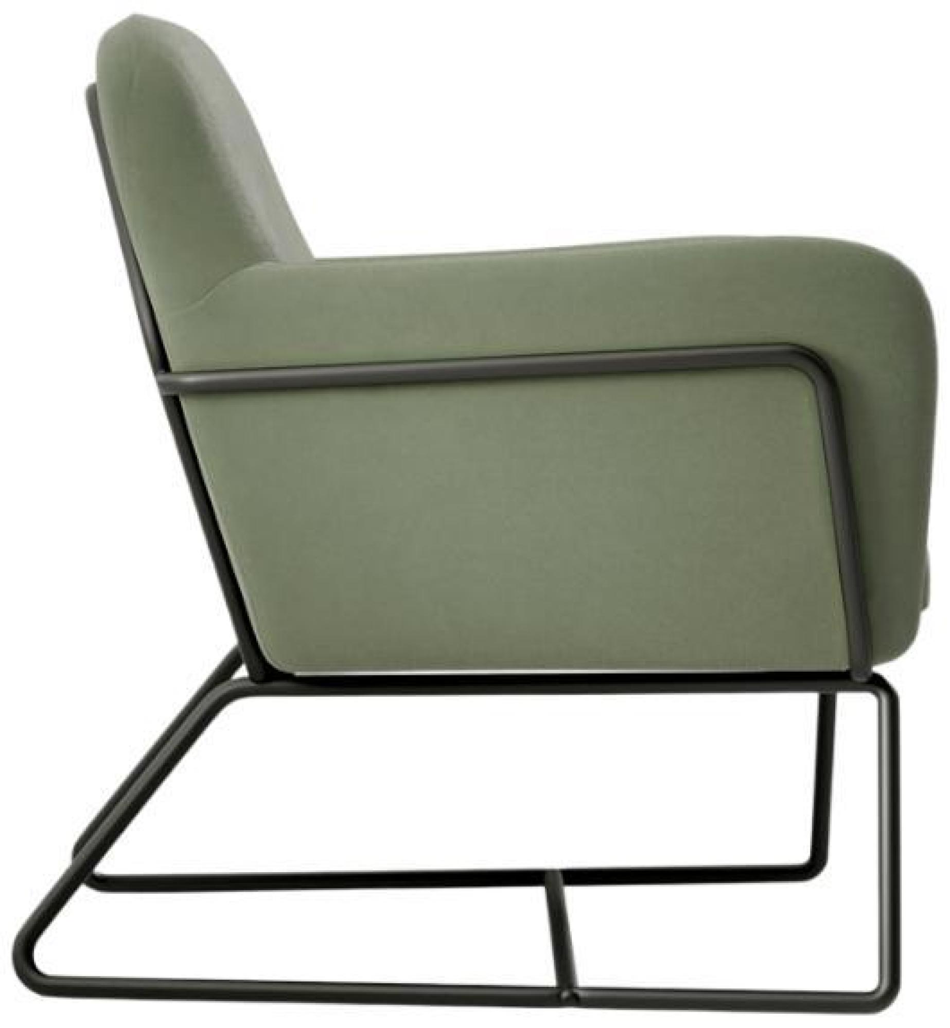 Product photograph of Charles Sage And Matte Black Velvet Fabric Armchair from Choice Furniture Superstore.