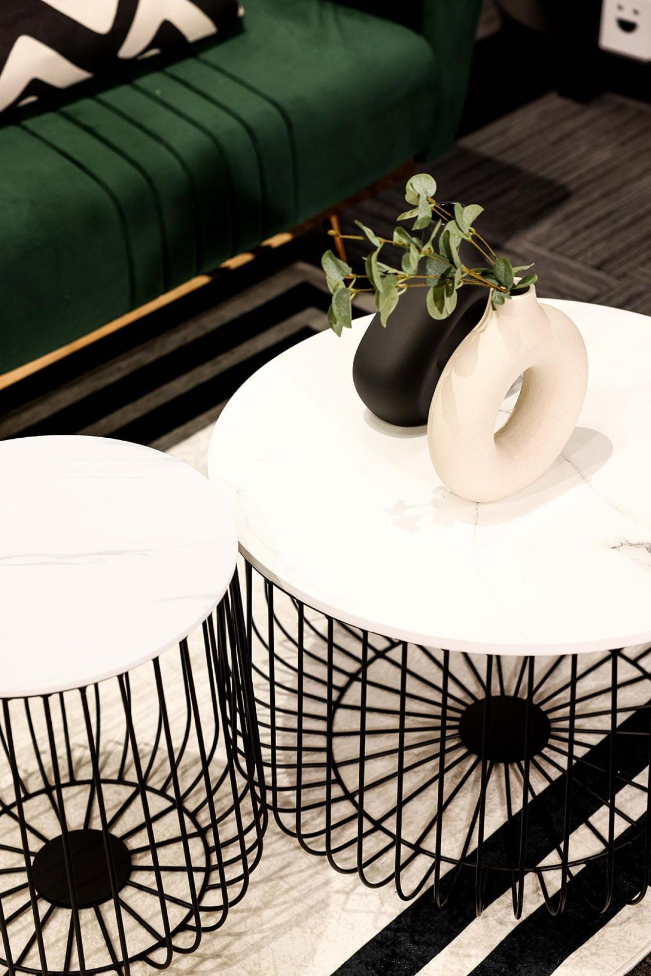 Product photograph of Enzo Black Metal Large Cage Table from Choice Furniture Superstore.