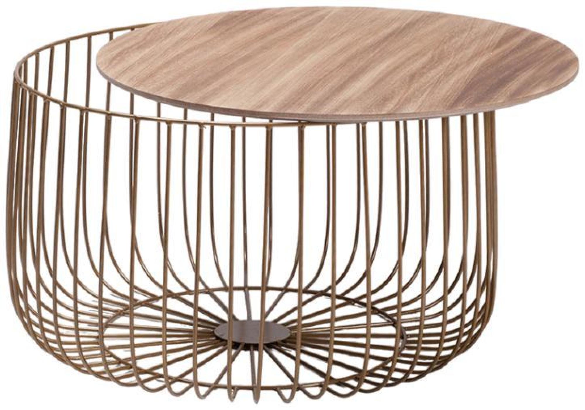 Product photograph of Enzo Gold And Oak Effect Large Cage Table from Choice Furniture Superstore.