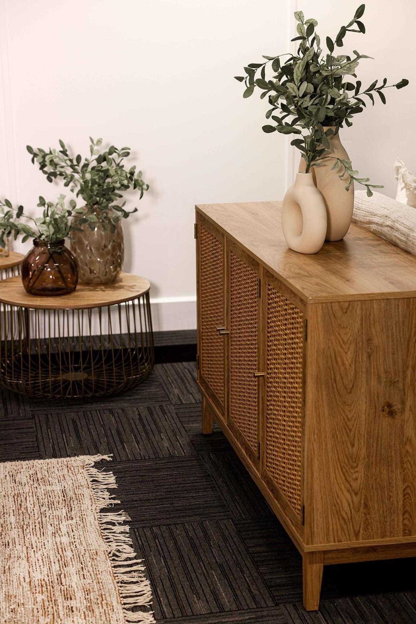 Product photograph of Enzo Gold And Oak Effect Large Cage Table from Choice Furniture Superstore.