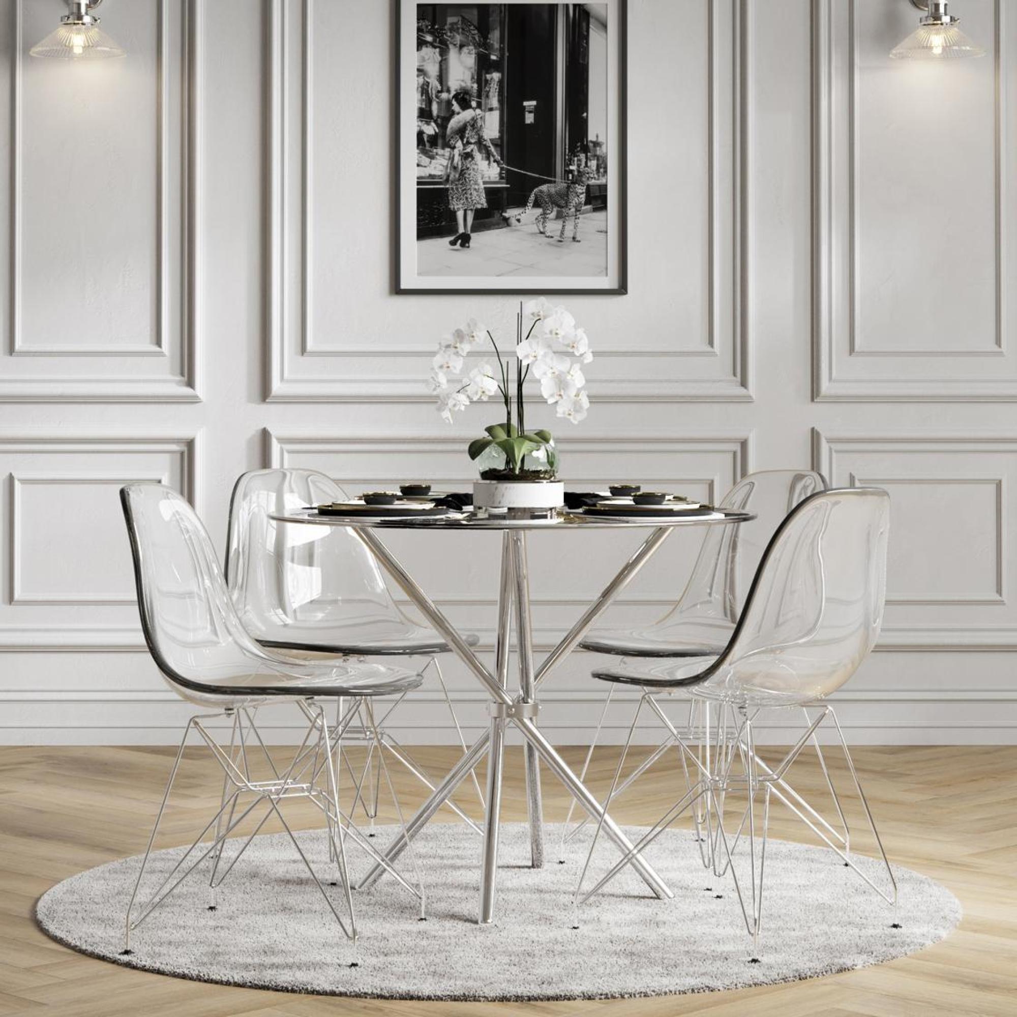 Product photograph of Casa Clear Metal And Glass Dining Table from Choice Furniture Superstore.