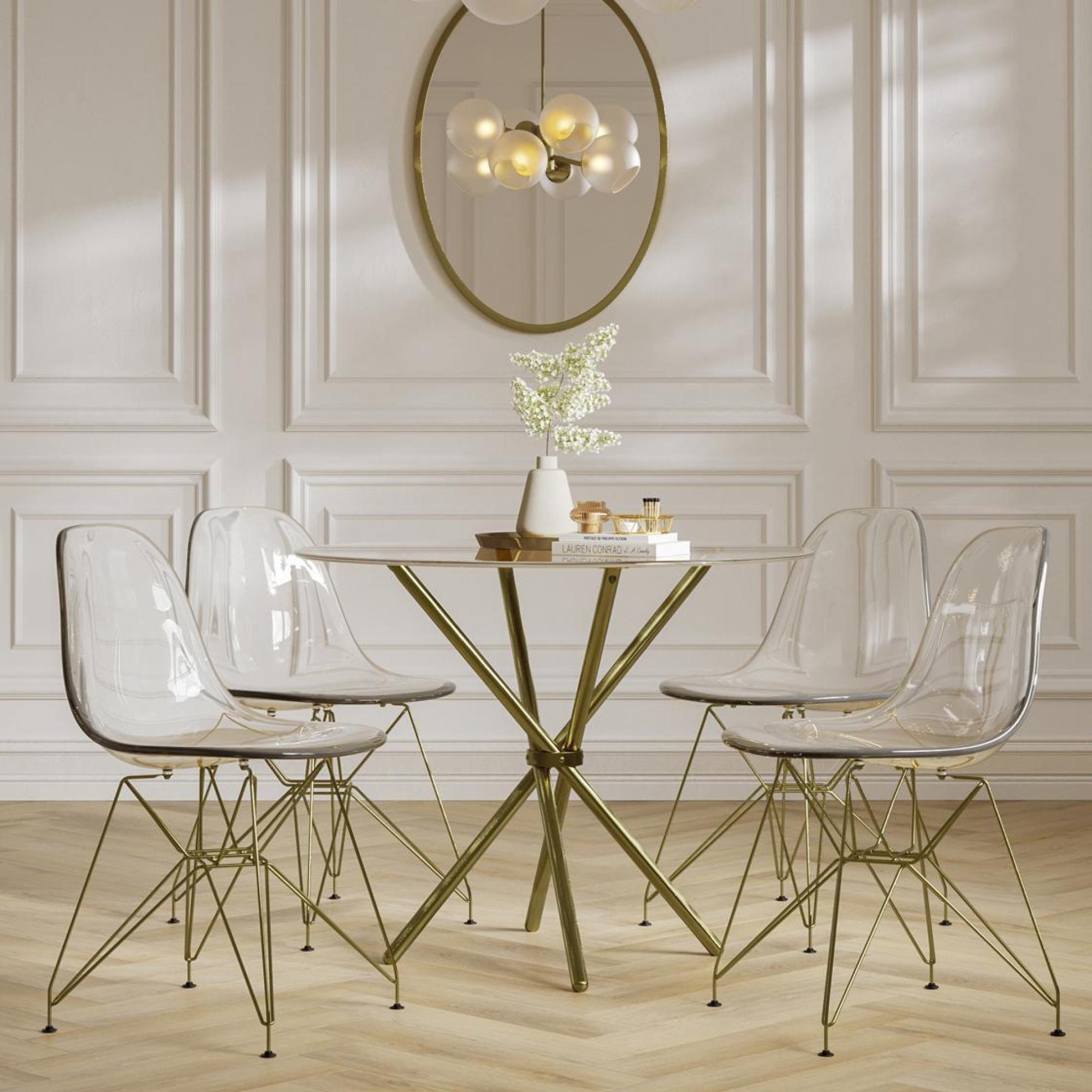 Product photograph of Casa Clear Glass And Gold 2 Seater Dining Table from Choice Furniture Superstore.