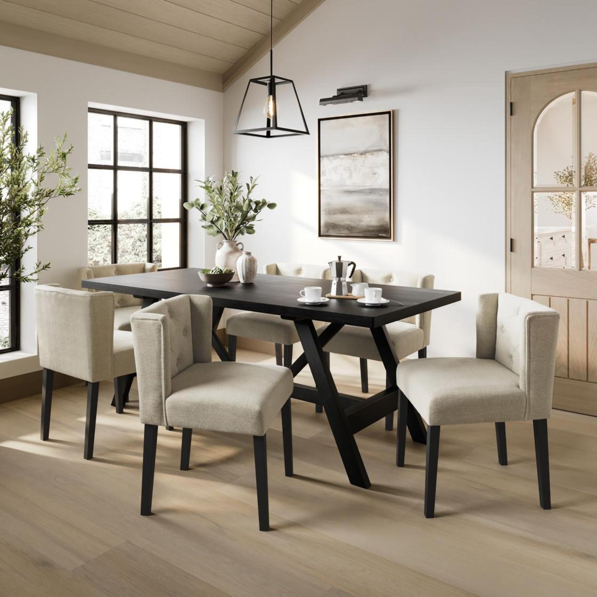 Product photograph of Nantucket Matte Black Oak Veneer Dining Table from Choice Furniture Superstore.