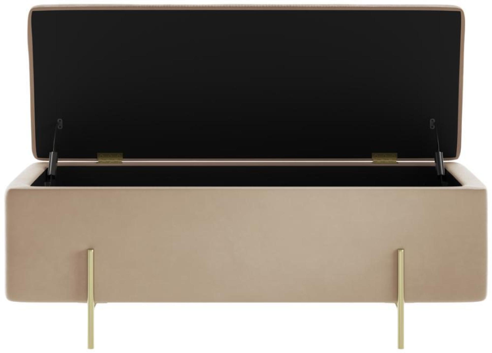 Product photograph of Lola Beige Velvet Fabric Storage Ottoman from Choice Furniture Superstore.