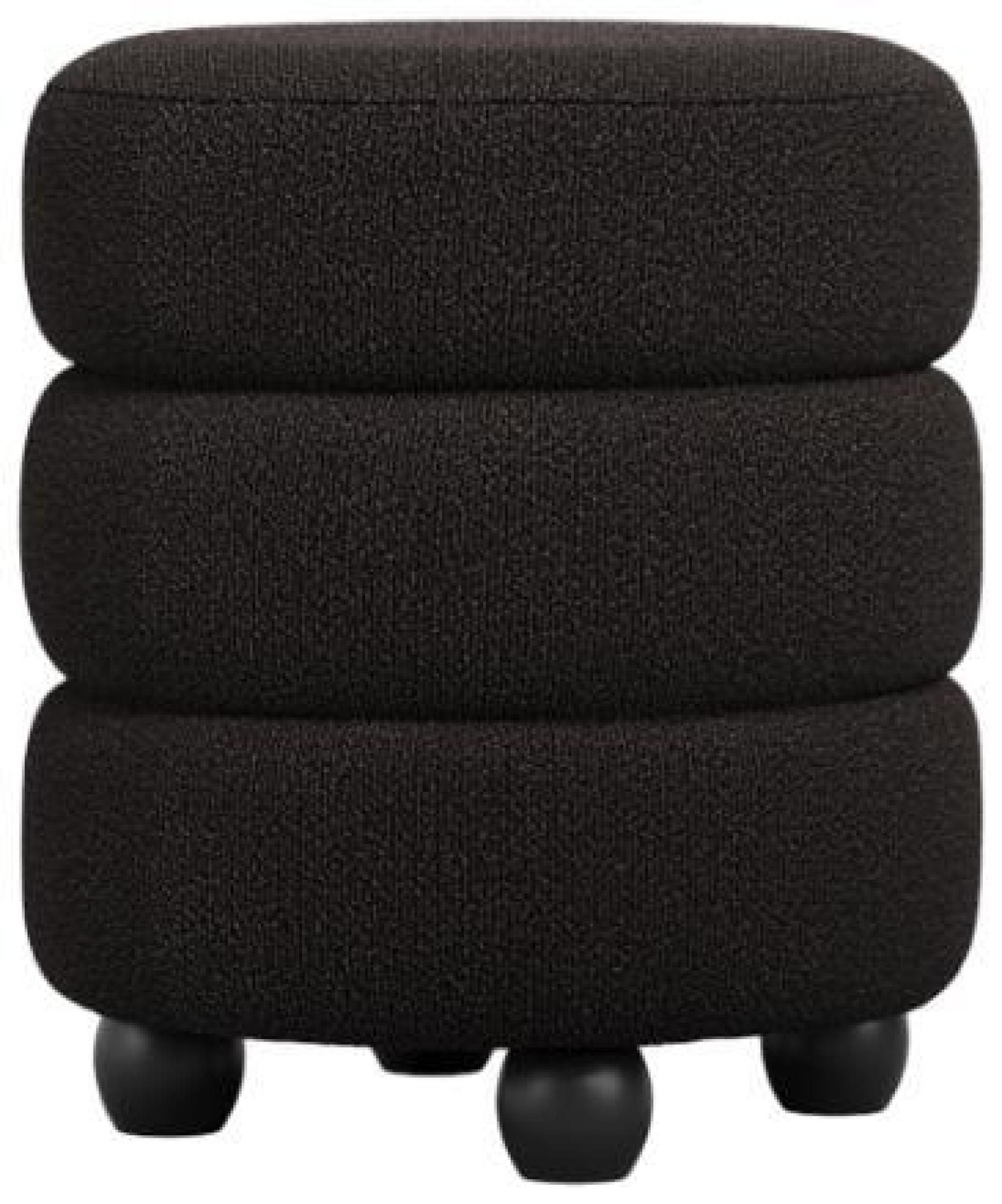 Product photograph of Emi Black Boucle Fabric Pouffe from Choice Furniture Superstore.