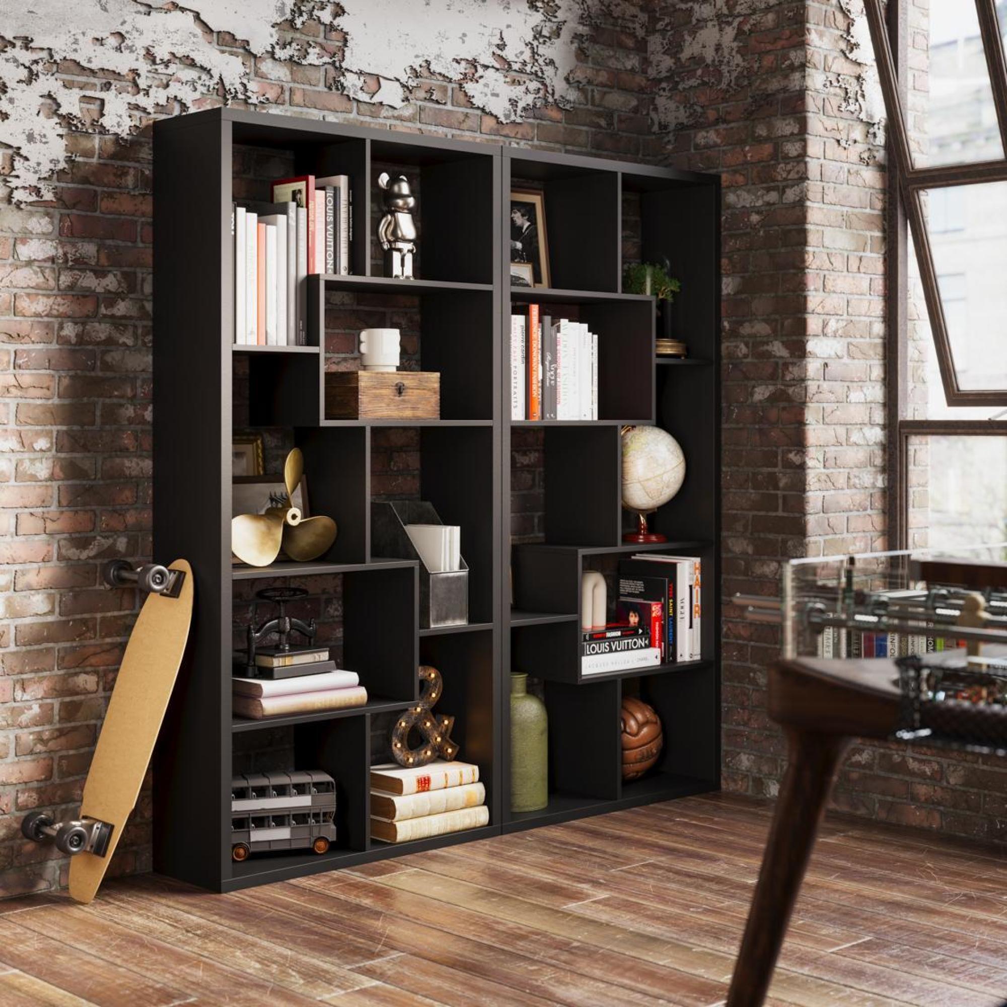 Product photograph of Quebec Black Shelving Unit from Choice Furniture Superstore.