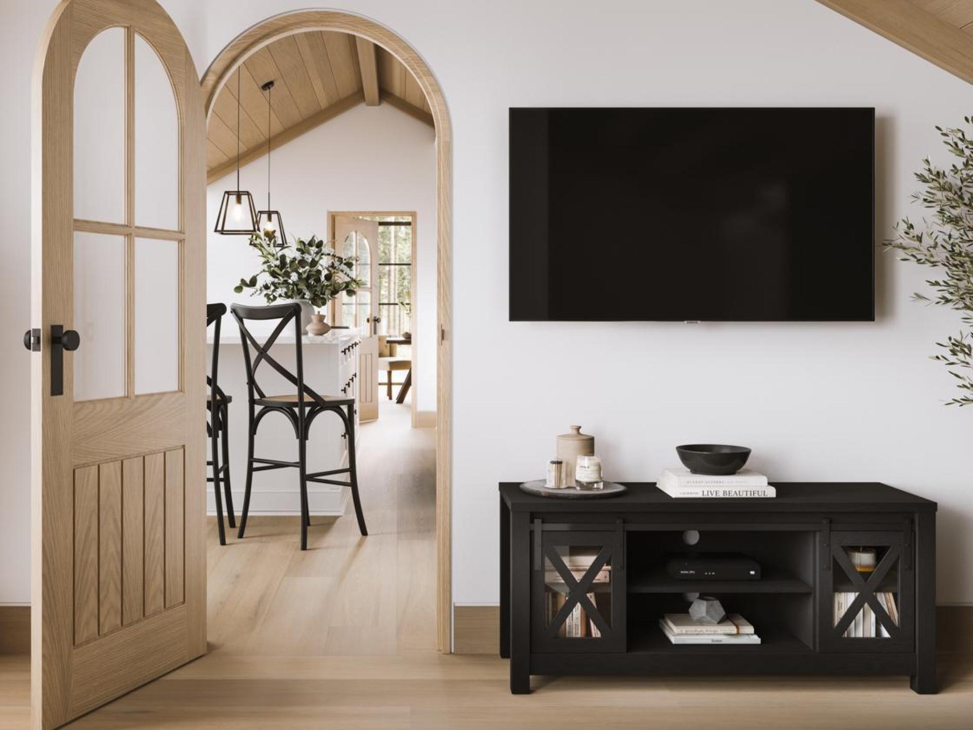 Product photograph of Clover Black 2 Door Tv Unit from Choice Furniture Superstore.