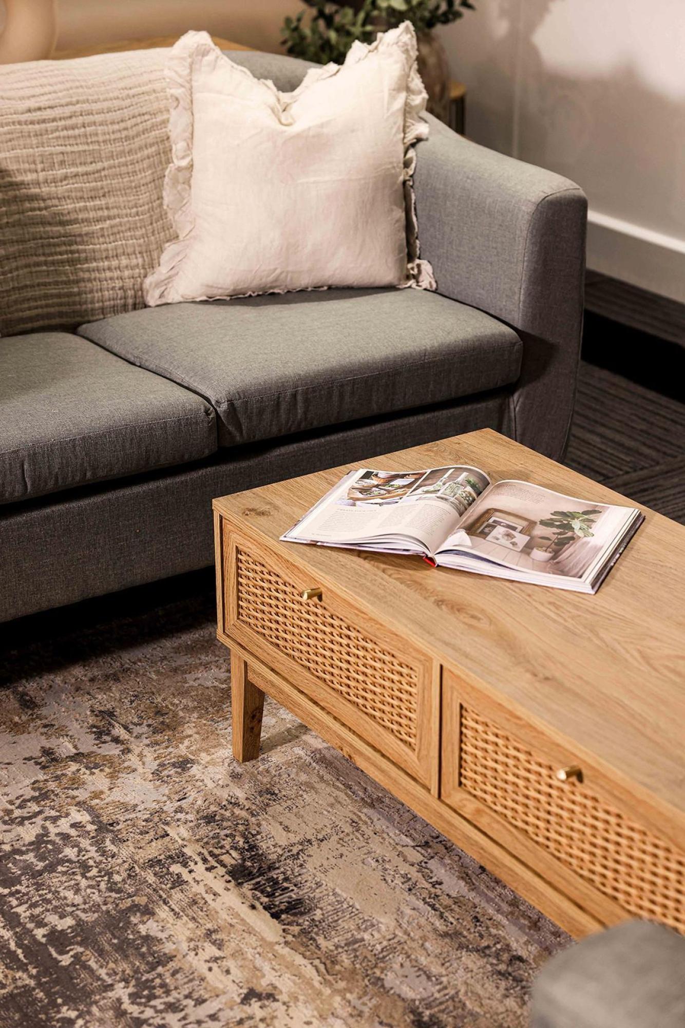 Product photograph of Bordeaux Wood And Faux Rattan Coffee Table from Choice Furniture Superstore.