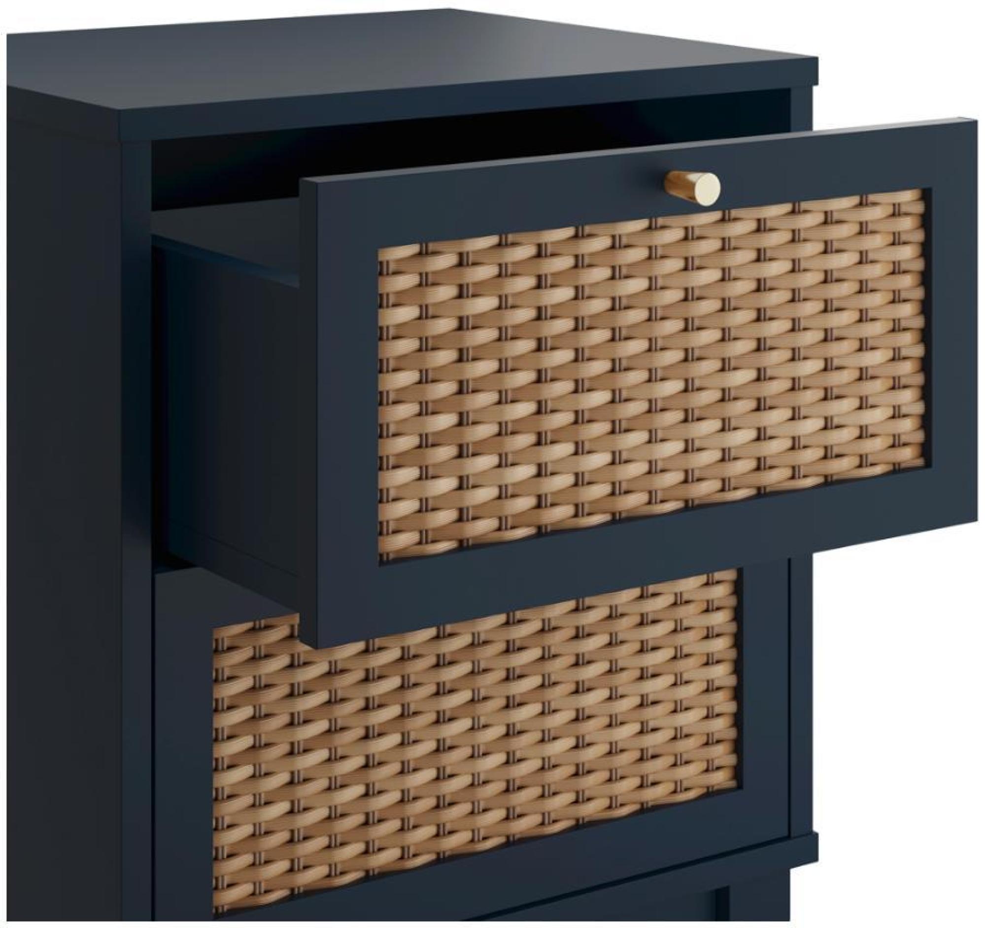 Product photograph of Bordeaux Berlin Blue And Faux Rattan 2 Drawer Bedside Cabinet from Choice Furniture Superstore.